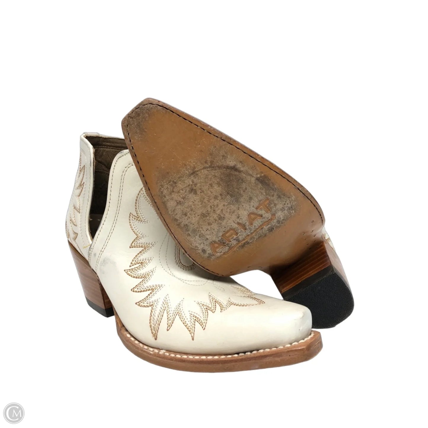 Boots Ankle Heels By Ariat In Cream, Size: 6.5
