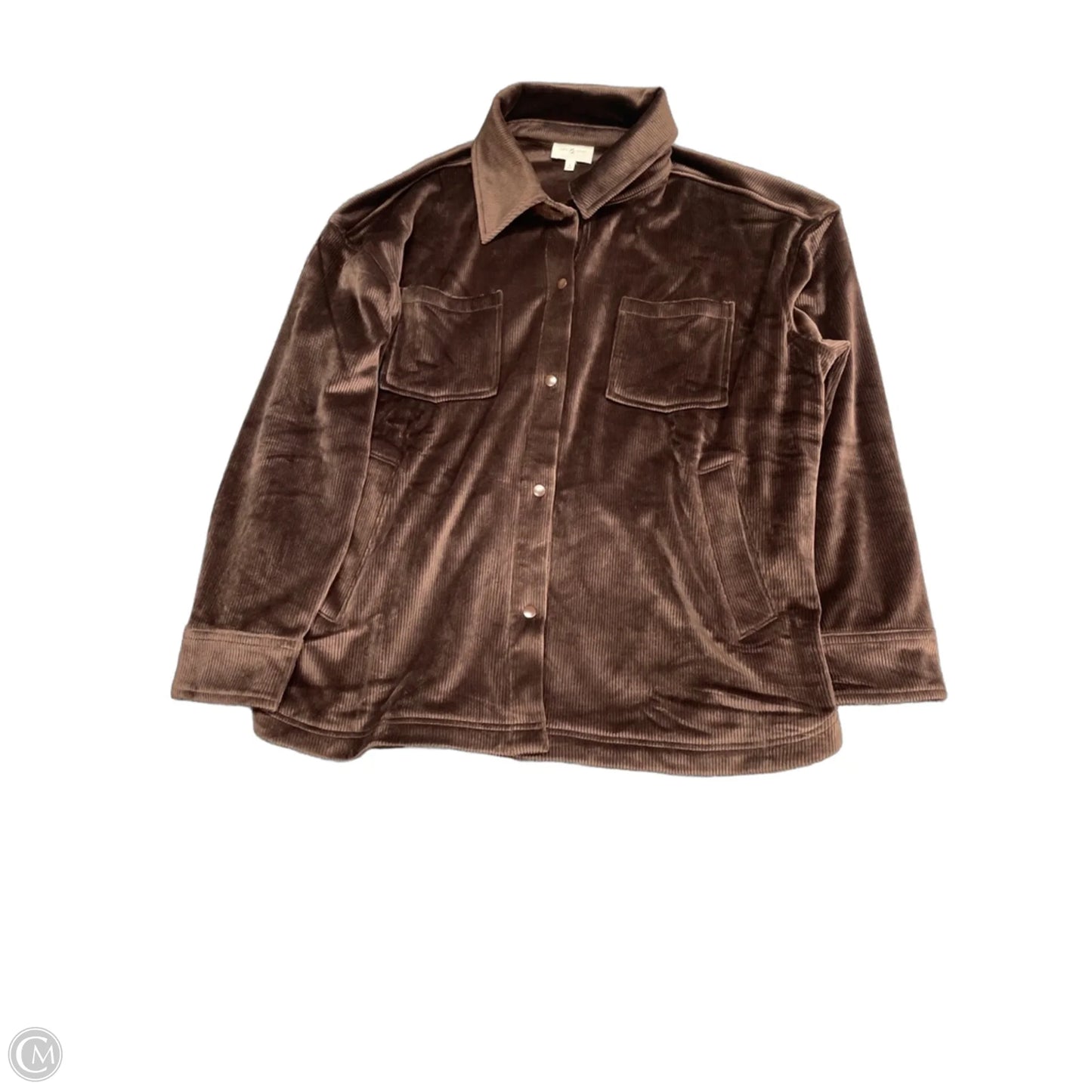 Jacket Shirt By Lou And Grey In Brown, Size: L