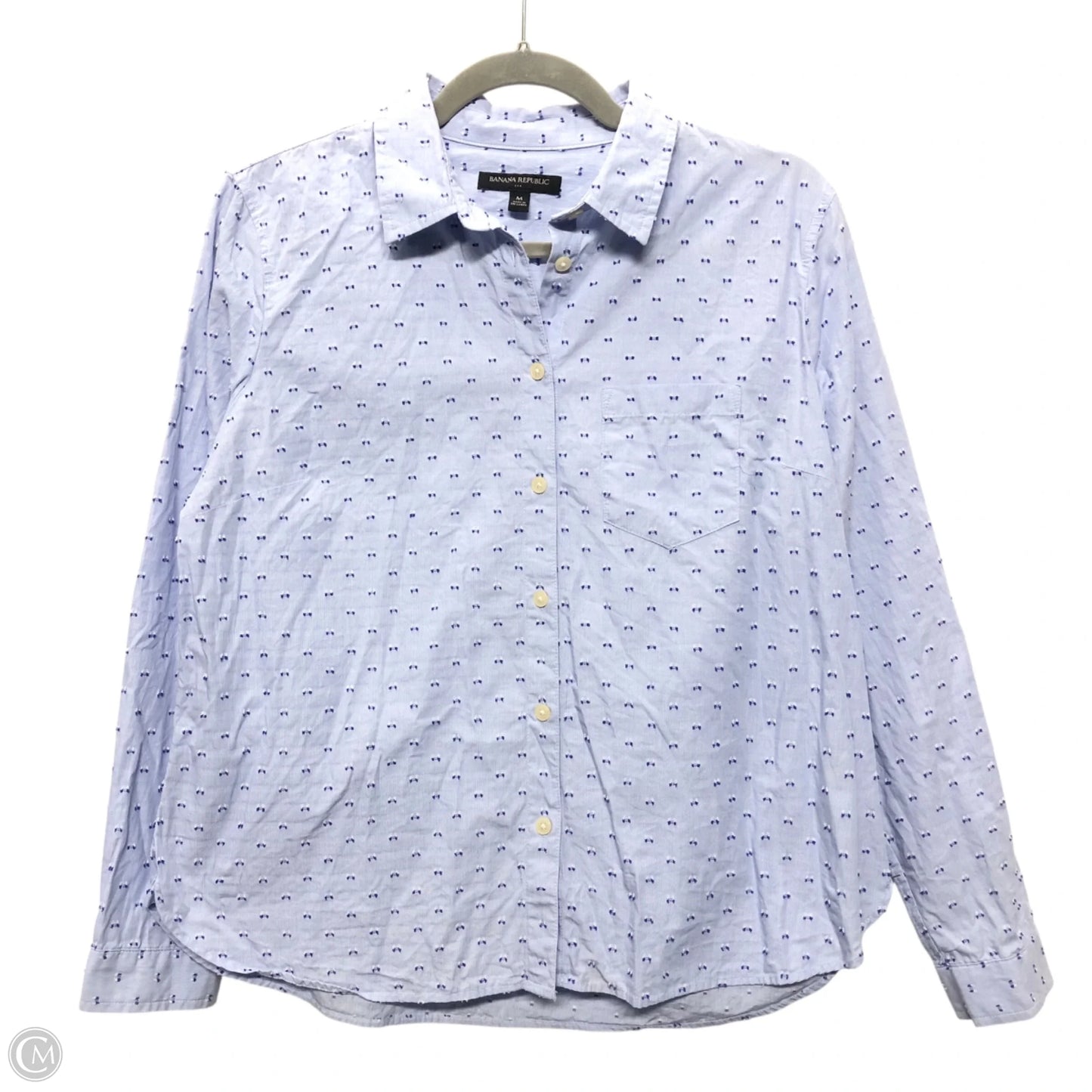 Top Long Sleeve By Banana Republic In Blue, Size: M