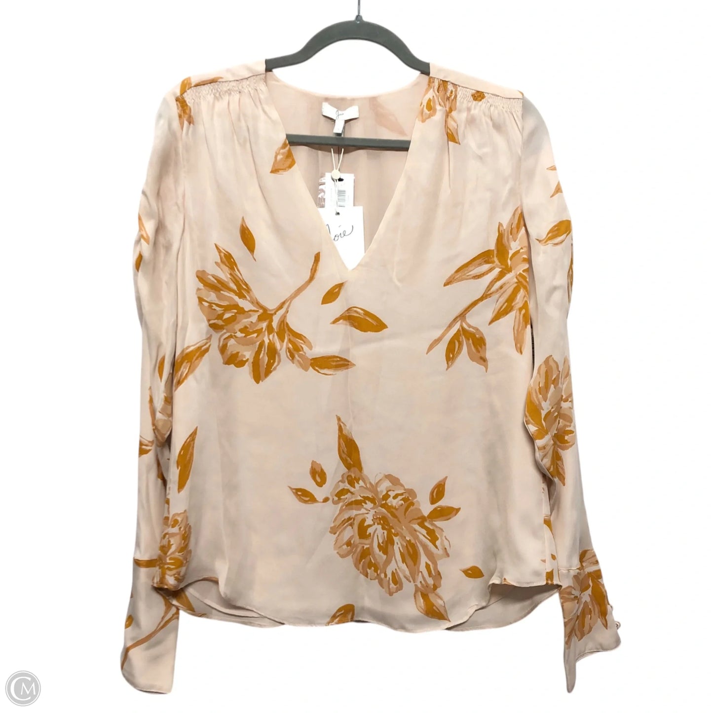 Blouse Long Sleeve By Joie In Cream & Orange, Size: S