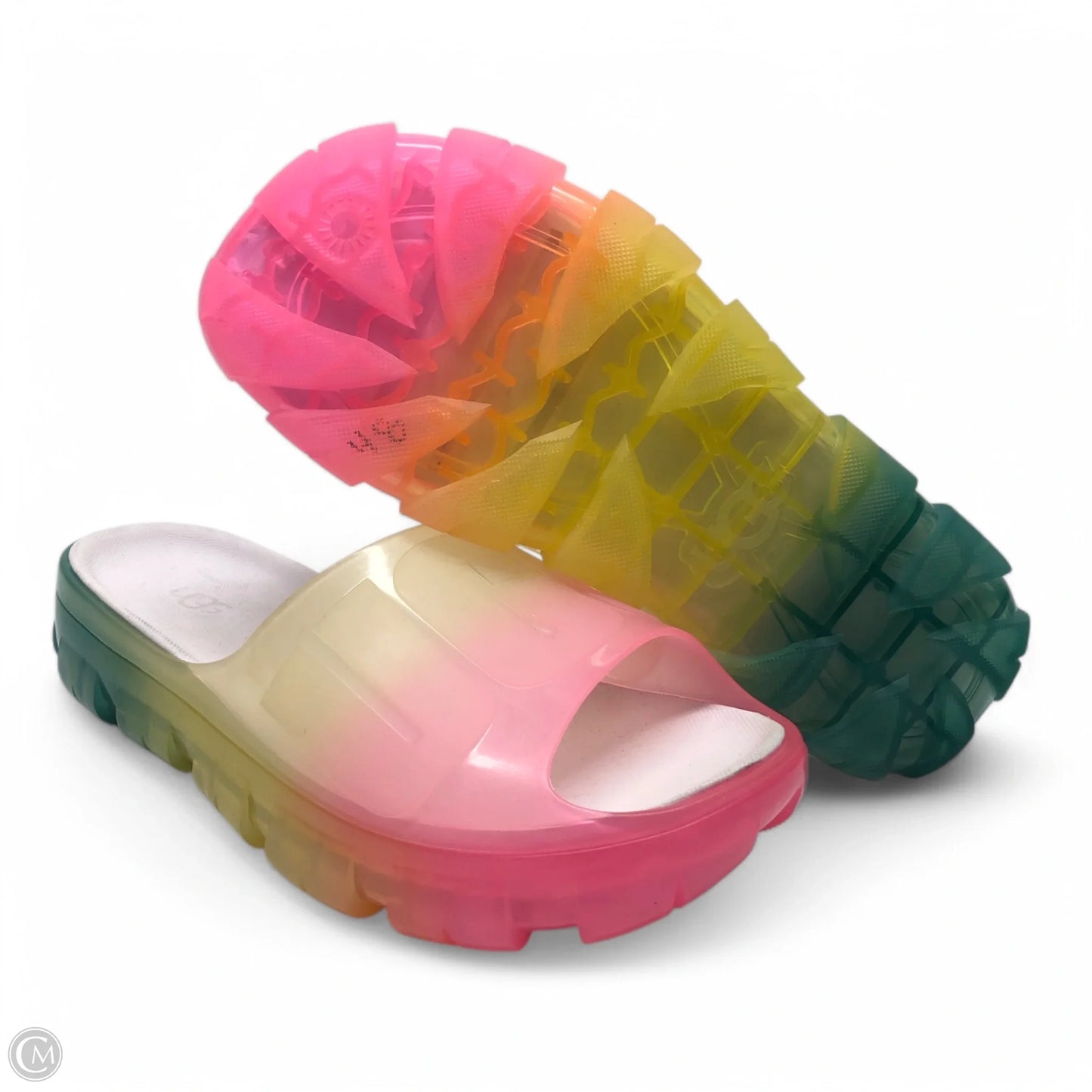 Sandals Designer By Ugg In Green & Pink, Size: 10