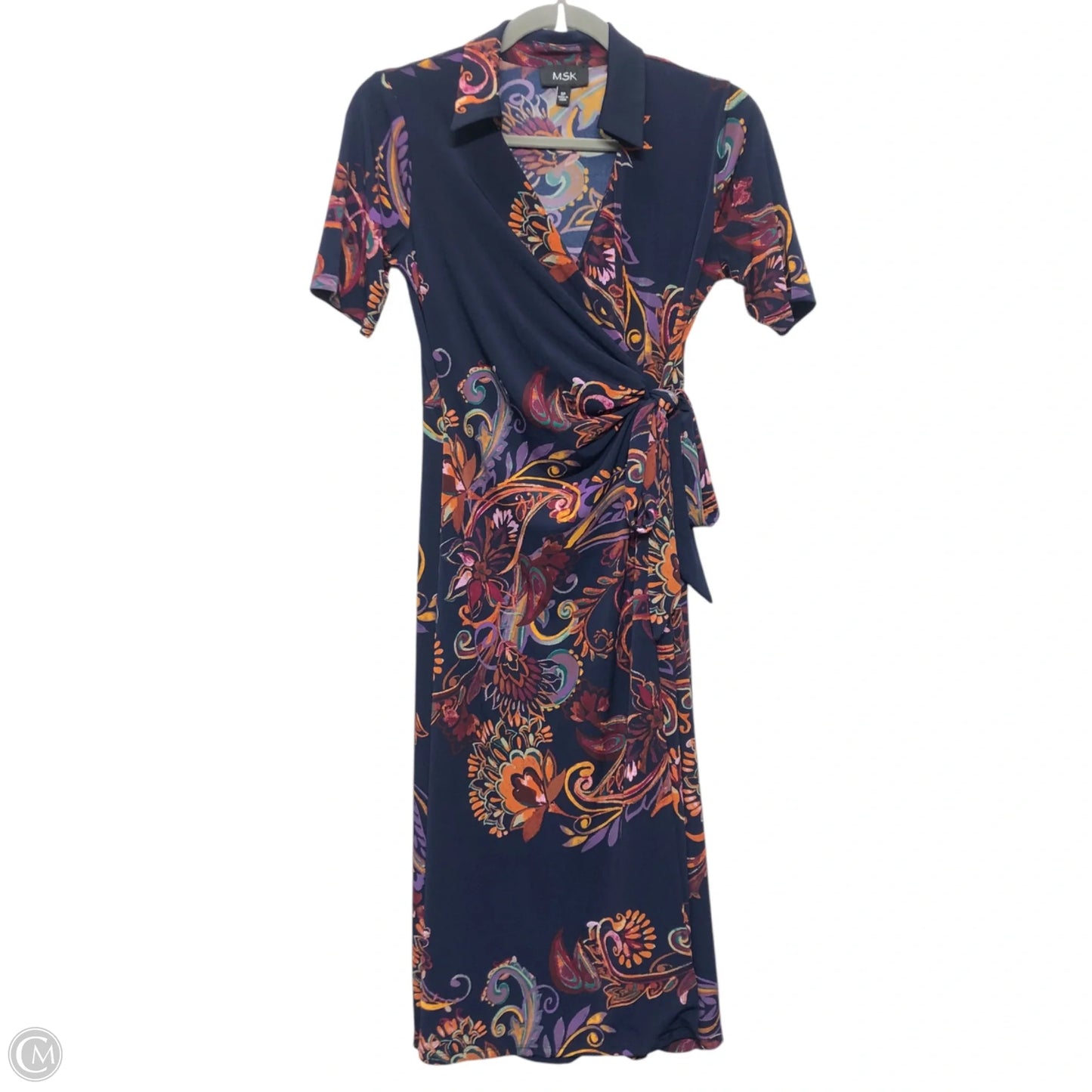 Dress Casual Midi By Msk In Blue & Orange, Size: Sp