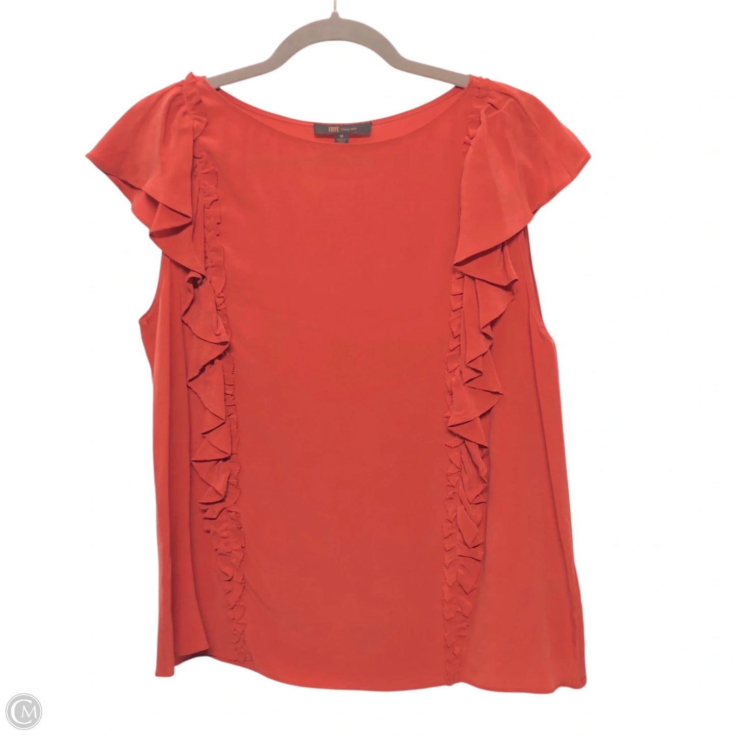 Top Short Sleeve Designer By Frye In Orange, Size: M