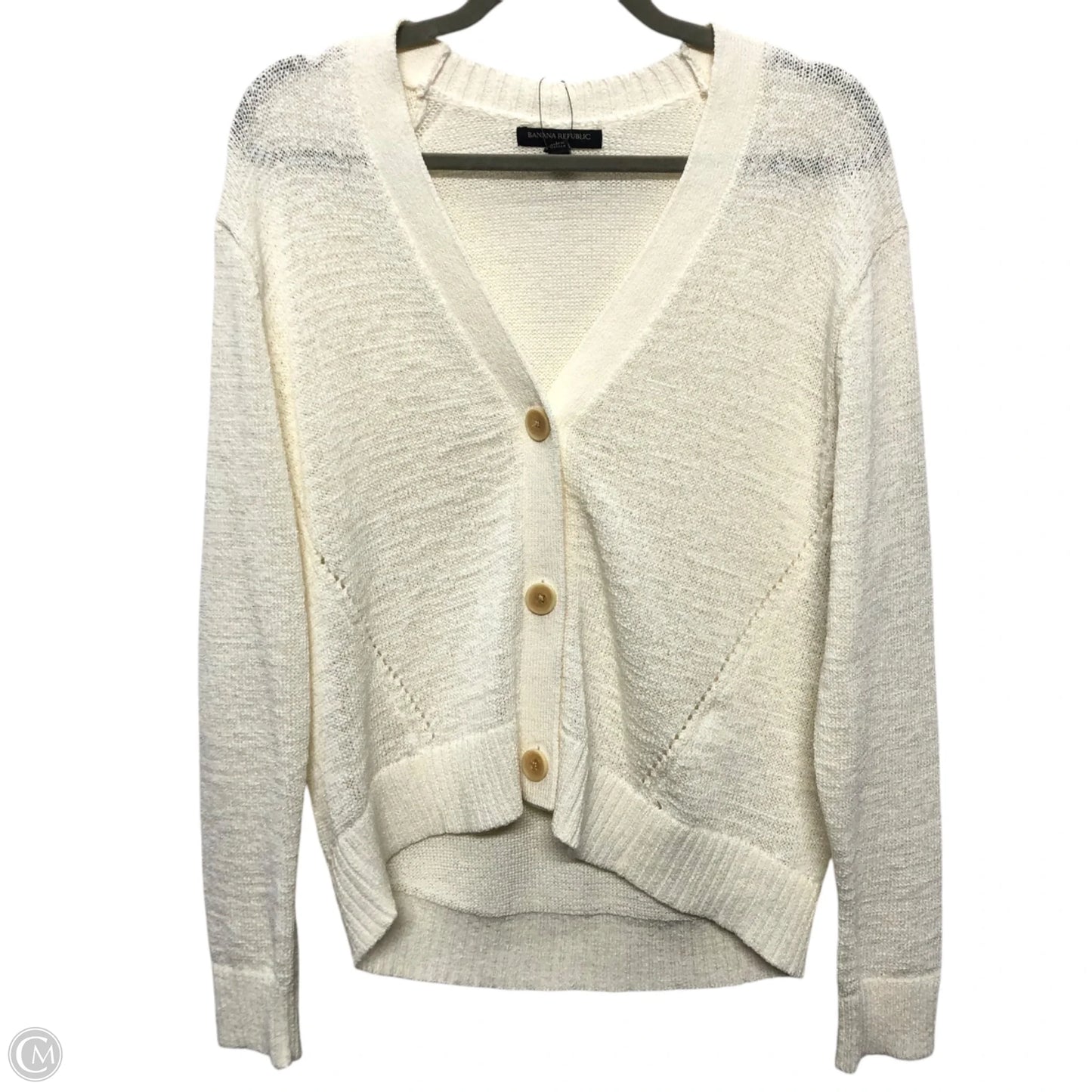 Sweater Cardigan By Banana Republic In Ivory, Size: S