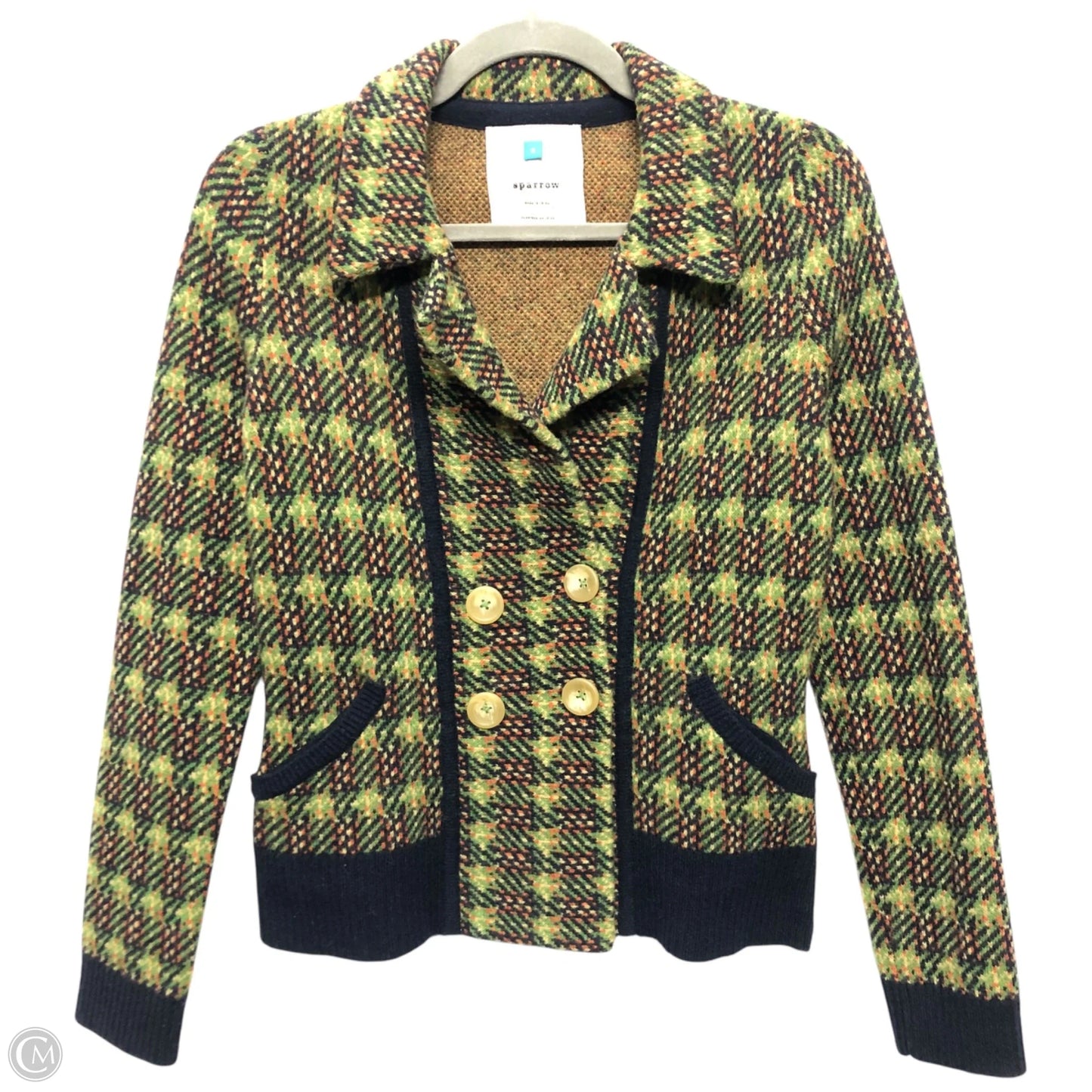 Sweater Cardigan By Sparrow In Blue & Green, Size: S
