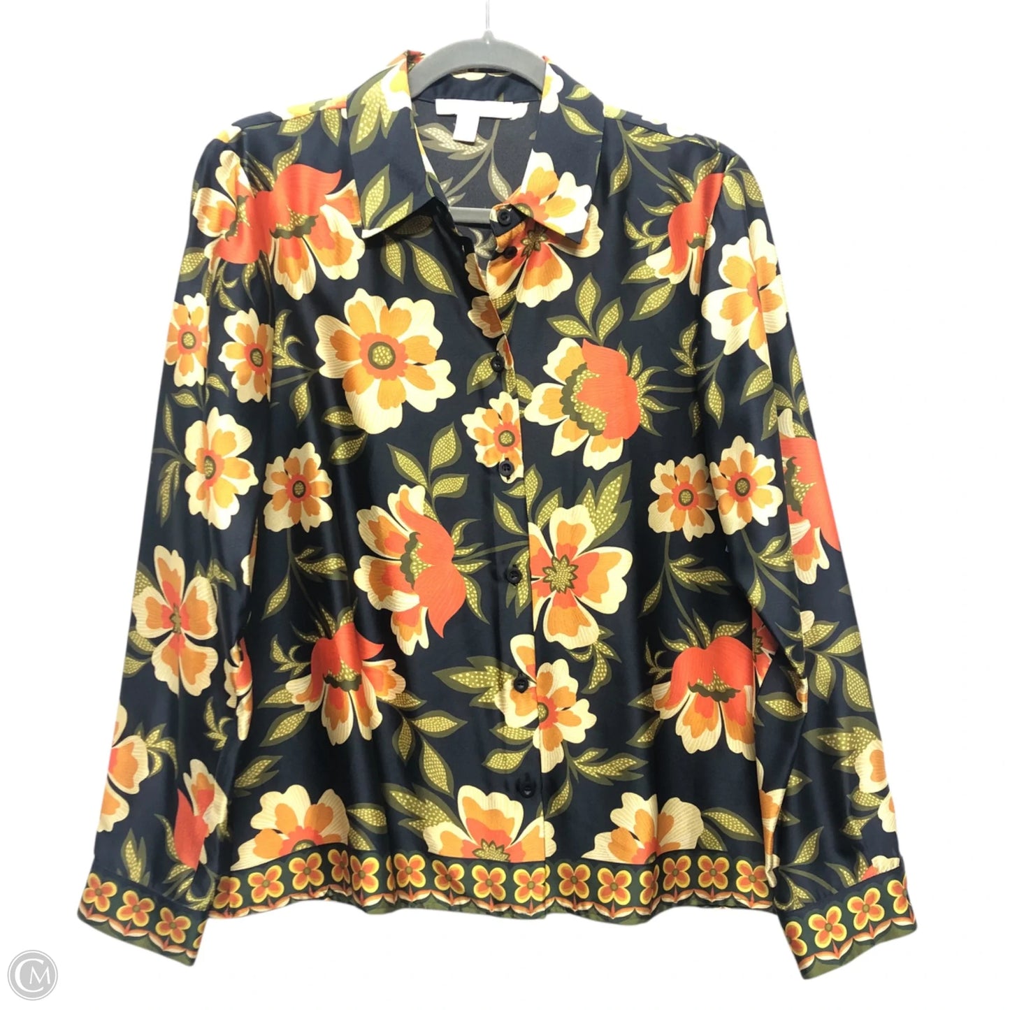 Blouse Long Sleeve By Chelsea And Violet In Blue & Orange, Size: 2