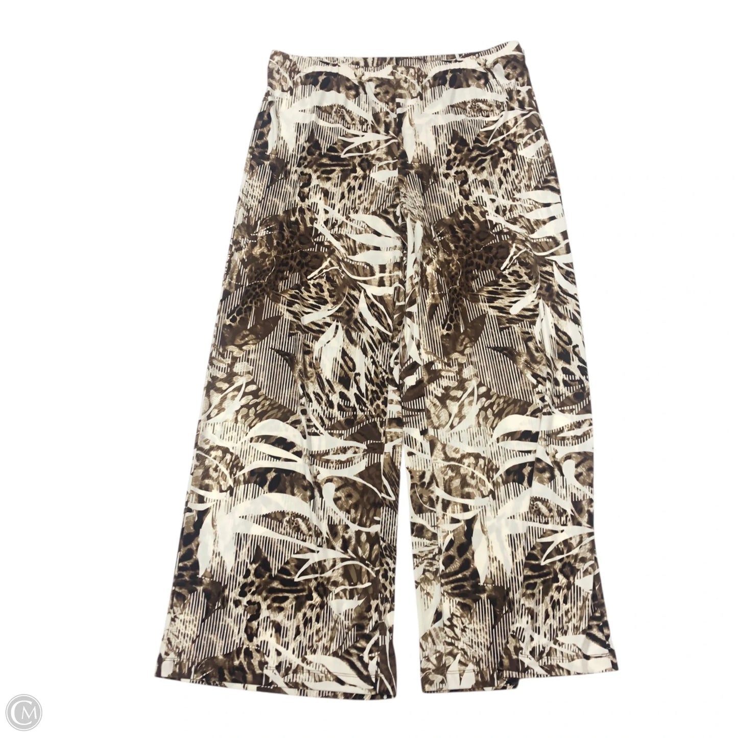 Pants Wide Leg By Chicos In Brown & White, Size: L