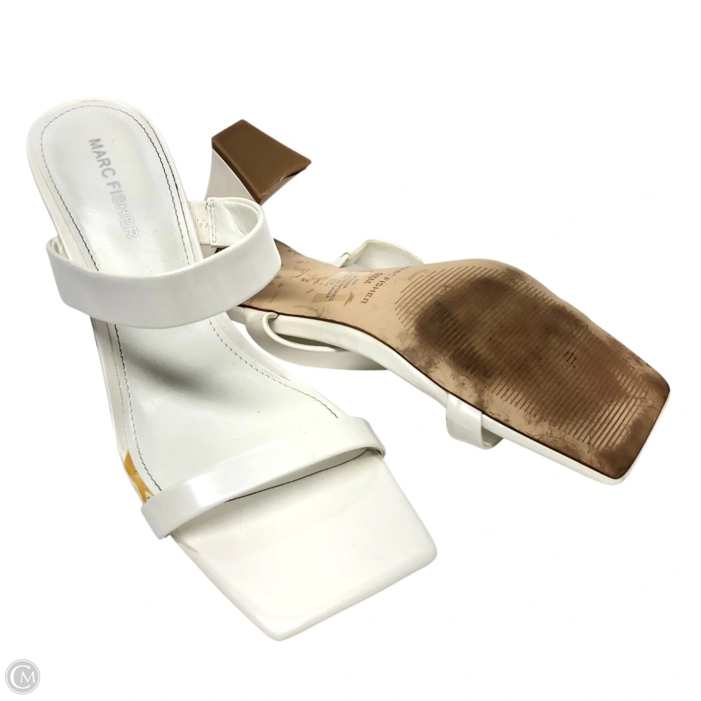 Sandals Heels Block By Marc Fisher In White, Size: 9.5