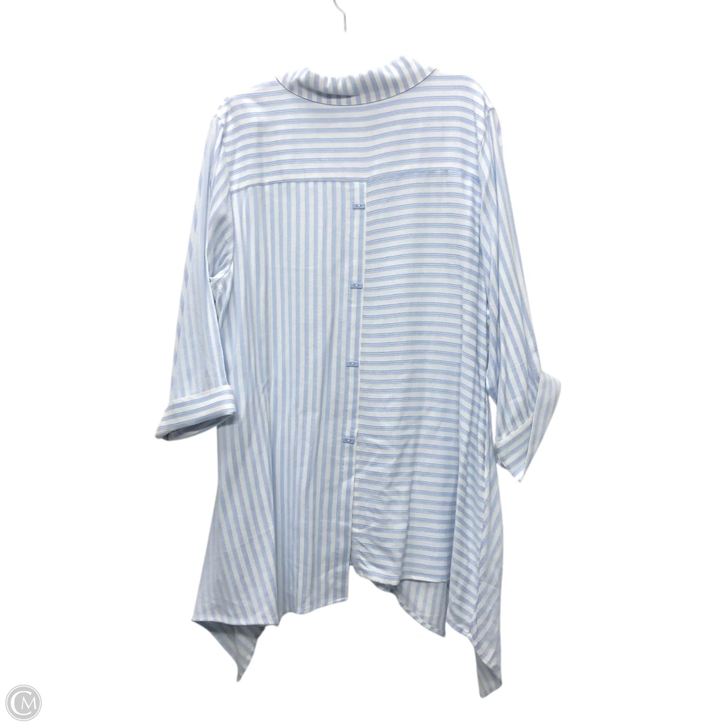 Tunic 3/4 Sleeve By Soft Surroundings In Blue & White, Size: 1x
