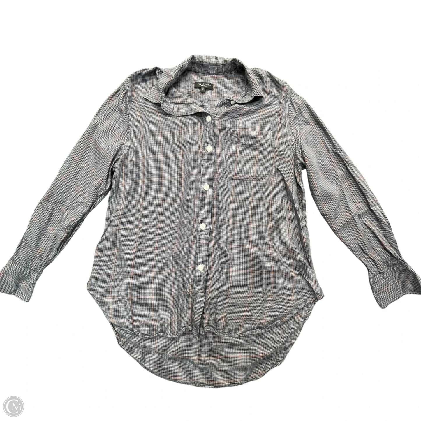Top Long Sleeve By Rag And Bone In Black & Grey, Size: M