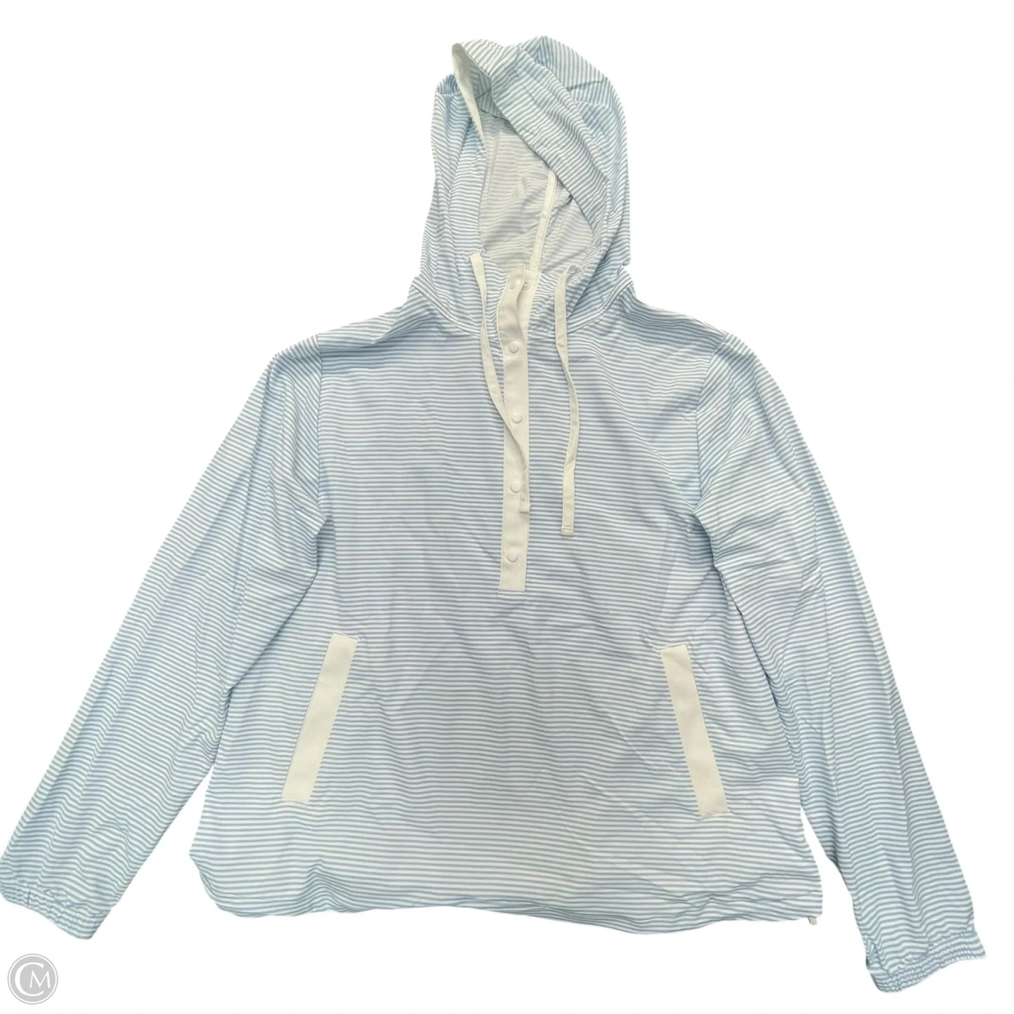 Athletic Top Long Sleeve Hoodie By Southern Tide In Blue & White, Size: S