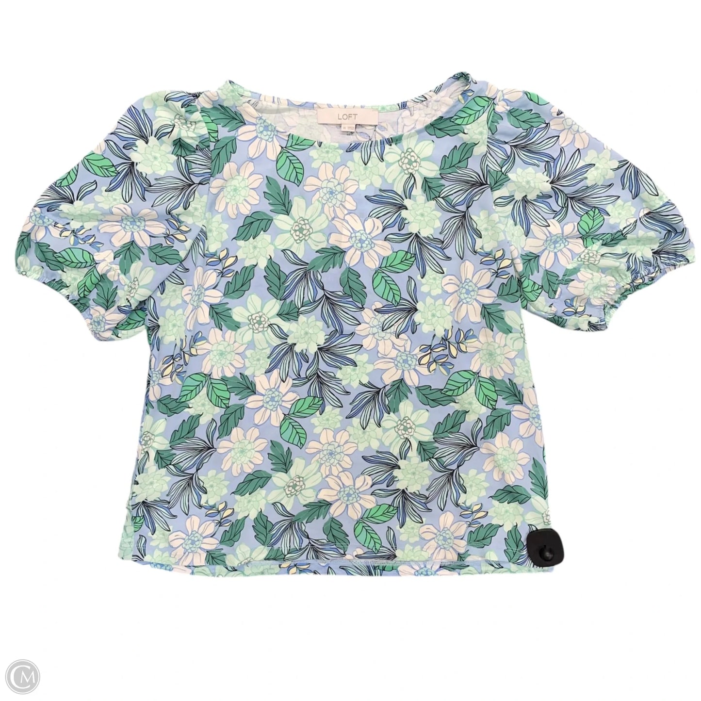 Blouse Short Sleeve By Loft In Blue & Green, Size: Xs