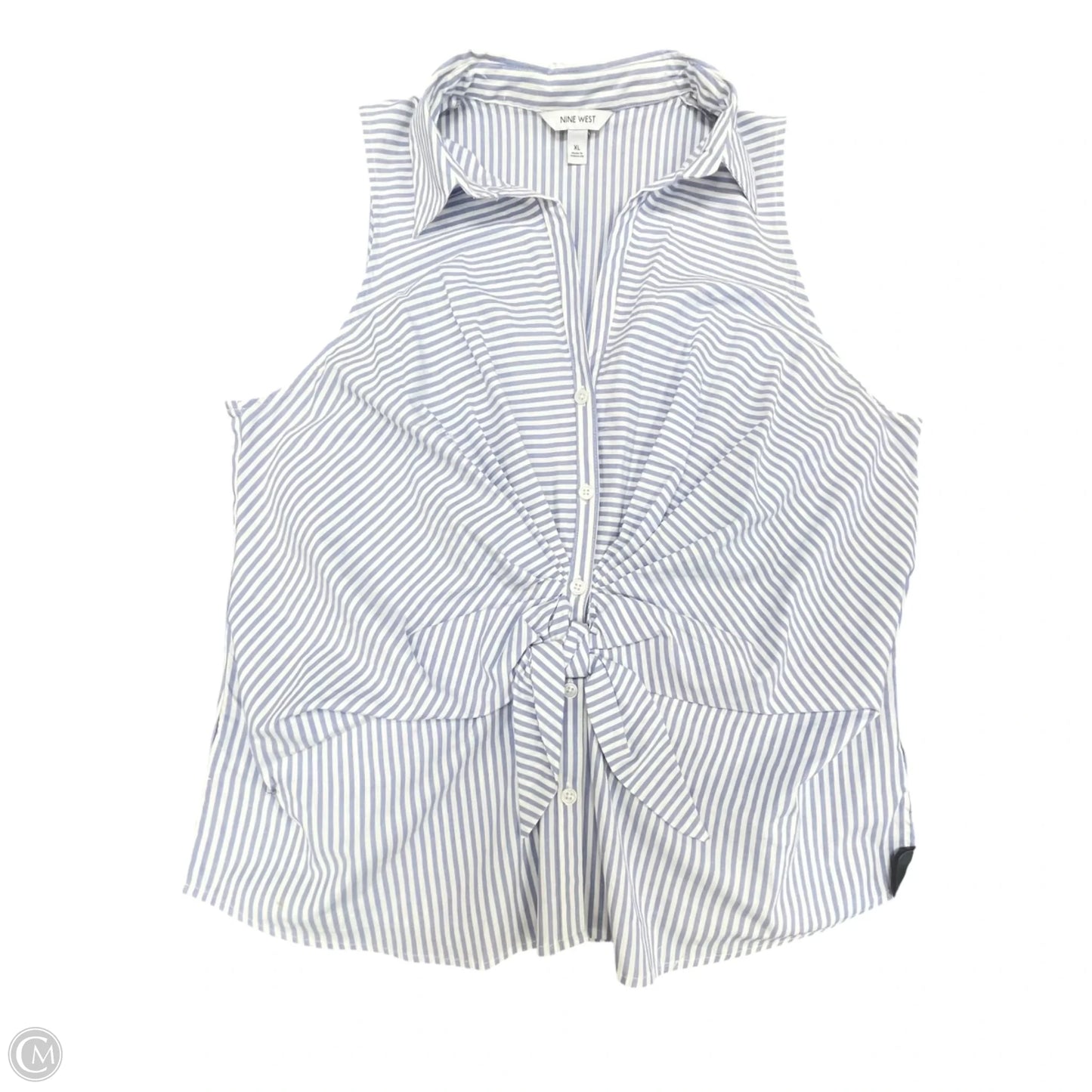 Top Sleeveless By Nine West In Blue & White, Size: Xl