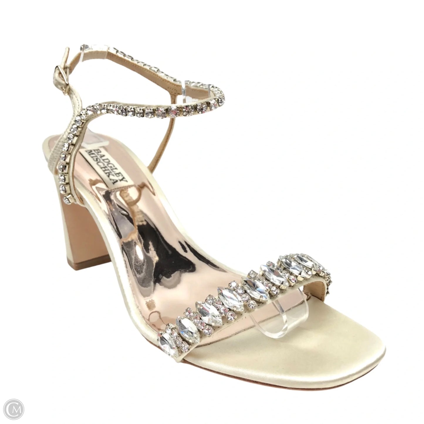 Sandals Heels Block By Badgley Mischka In White, Size: 7.5