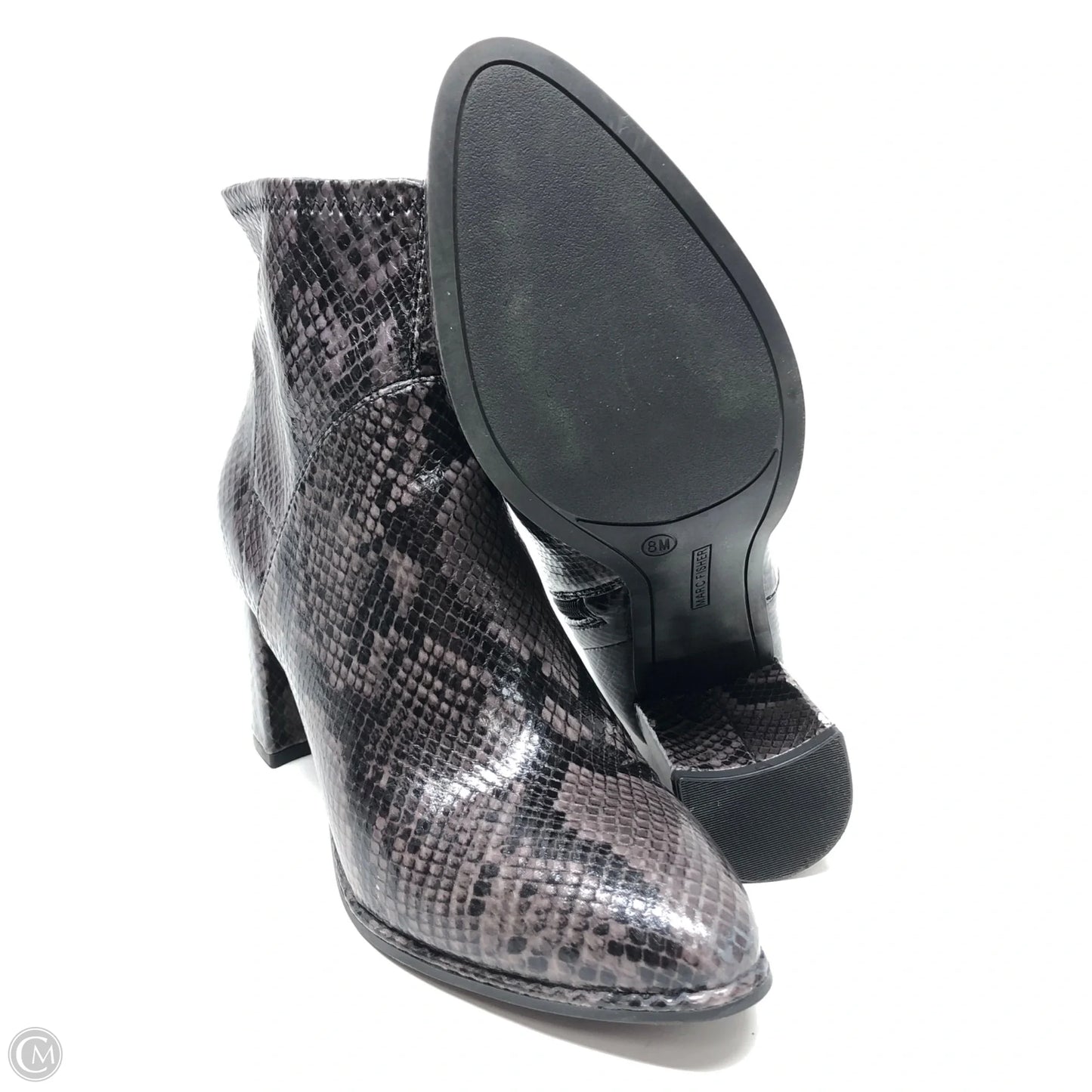 Boots Ankle Heels By Marc Fisher In Black & Grey, Size: 8