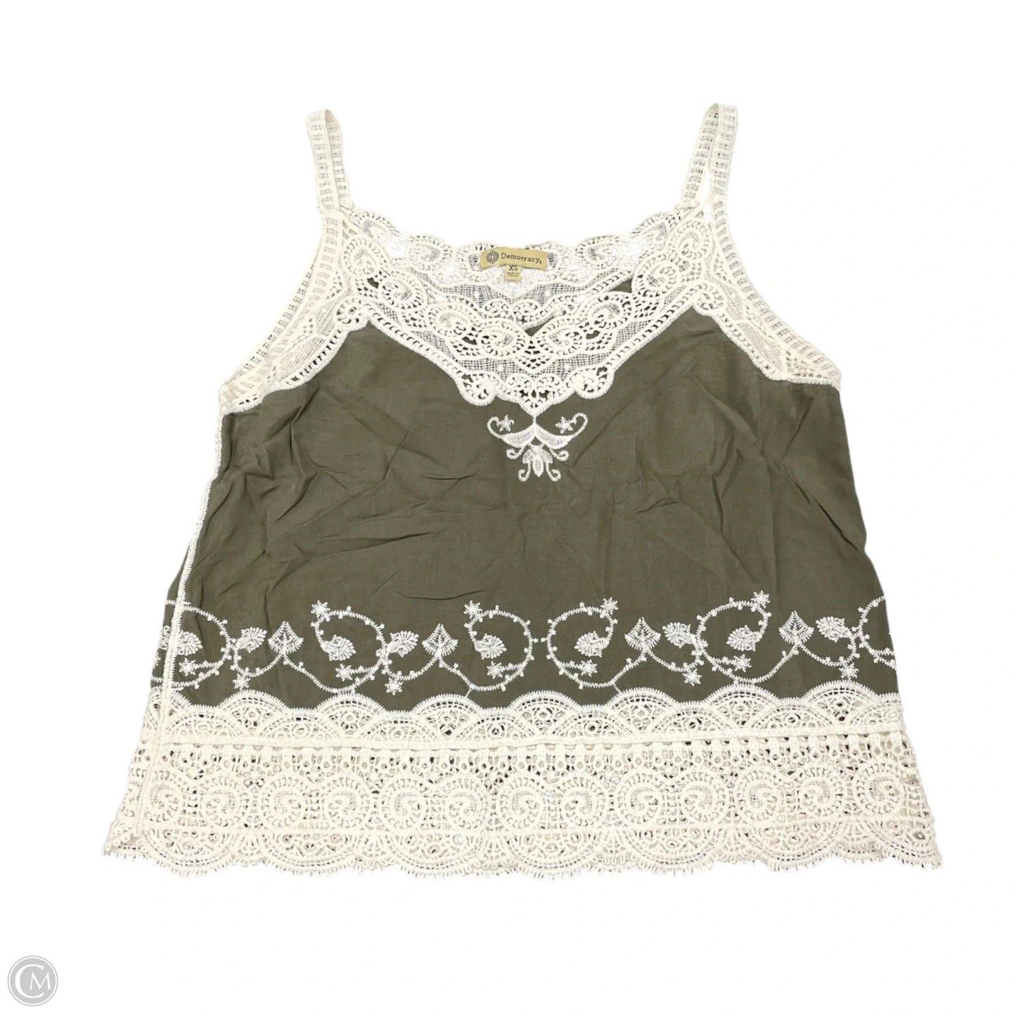 Top Sleeveless By Democracy In Green & White, Size: Xs