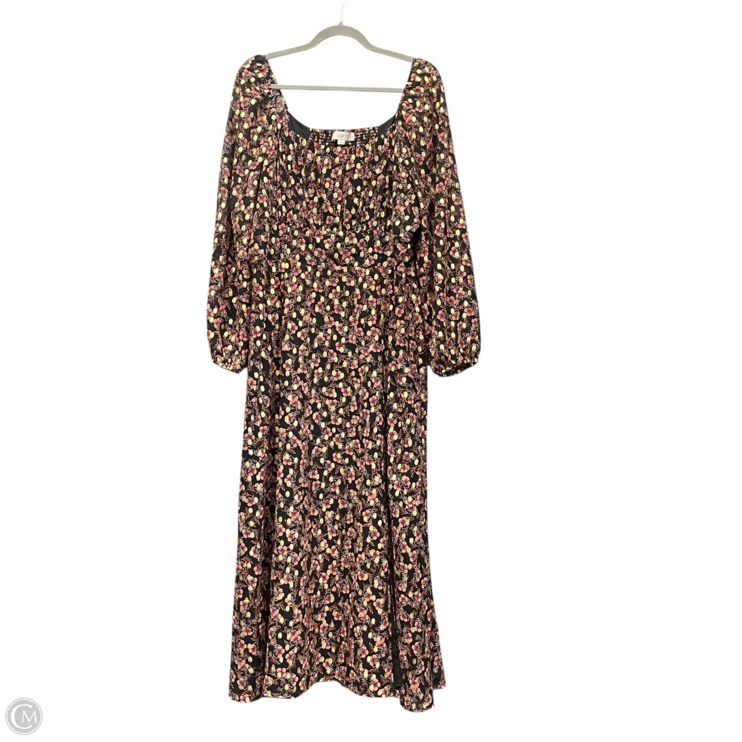 Dress Casual Midi By Loft In Black & Gold, Size: 14