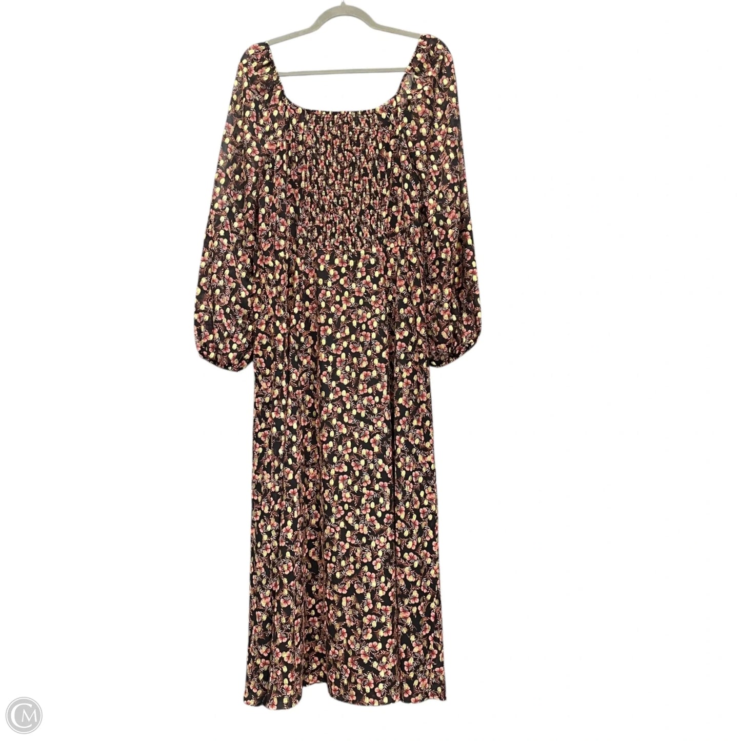 Dress Casual Midi By Loft In Black & Gold, Size: 14