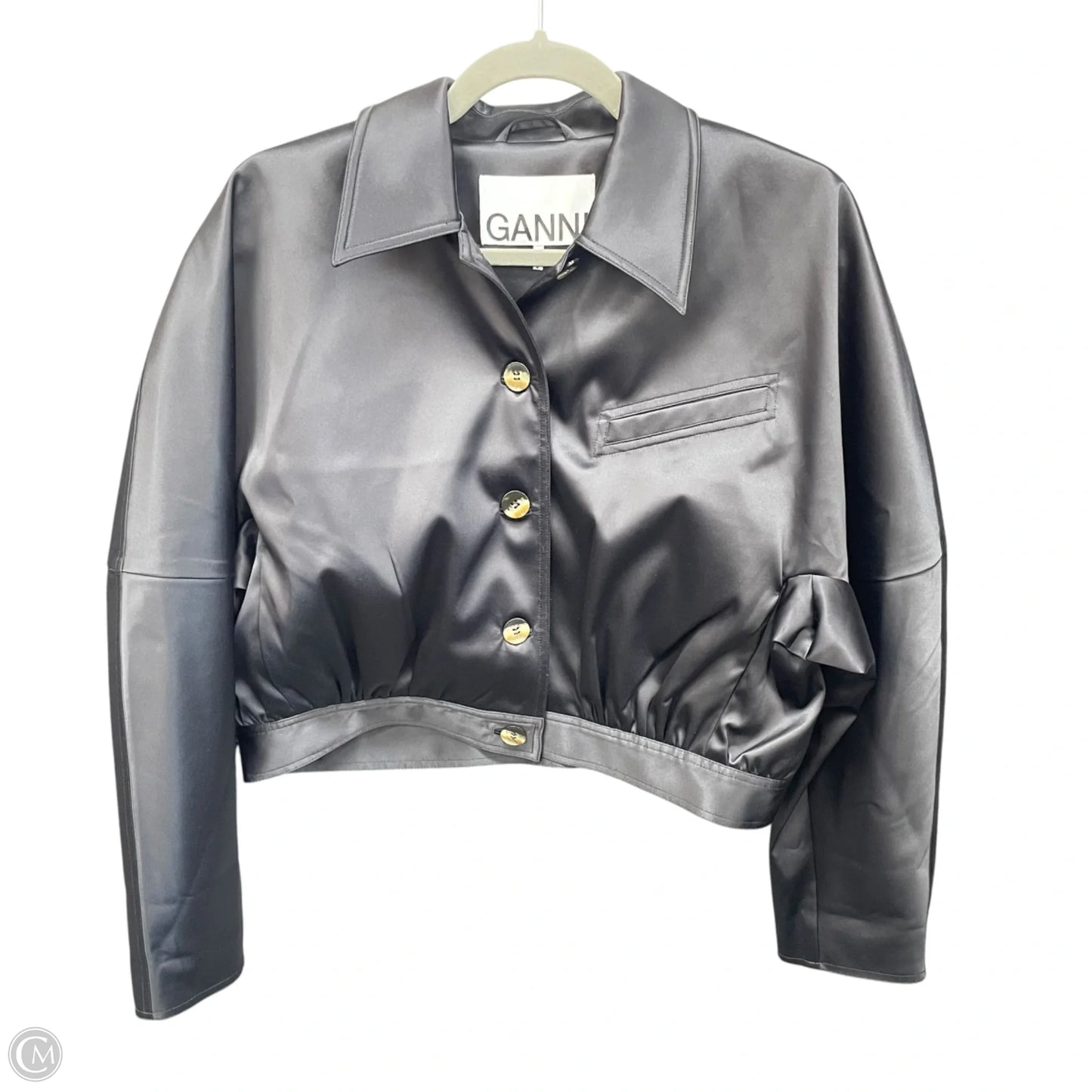 Jacket Shirt By Ganni In Black, Size: S