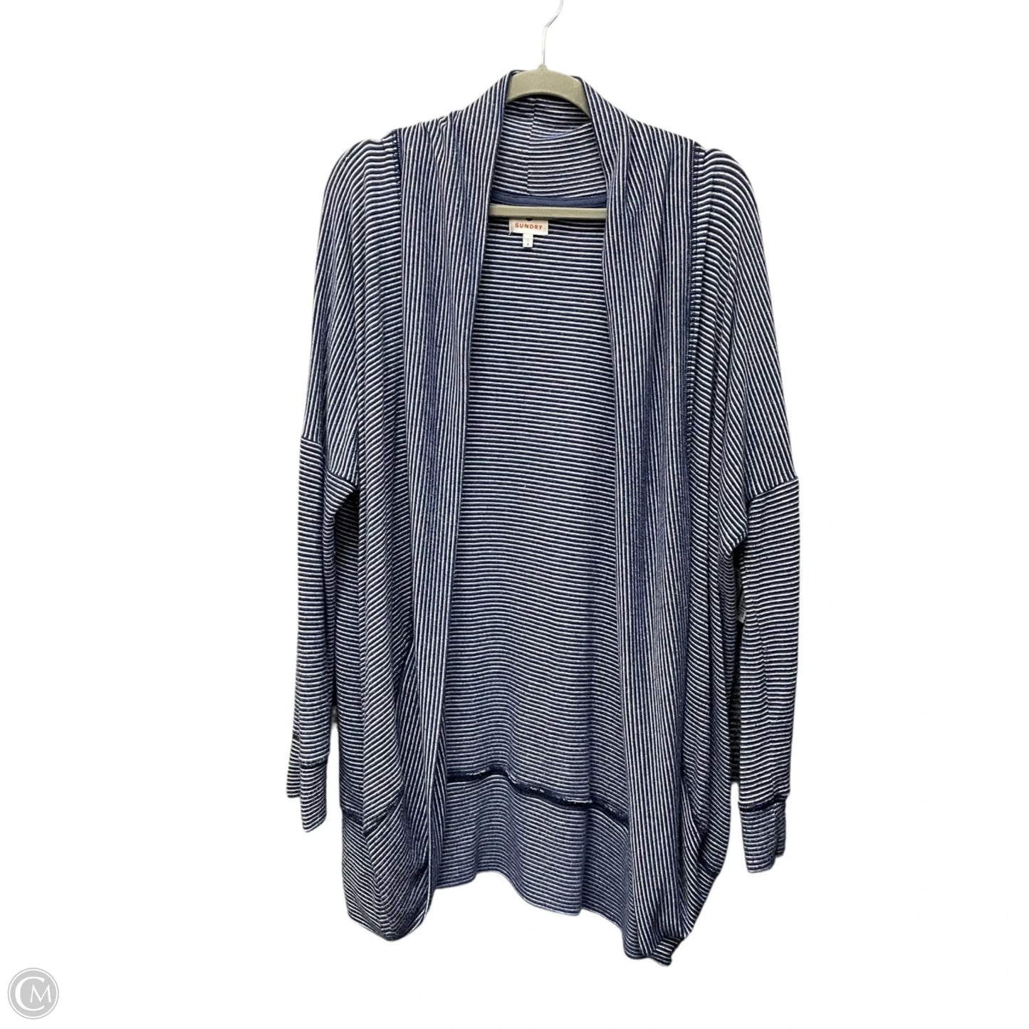Sweater Cardigan By Sundry In Blue & White, Size: L