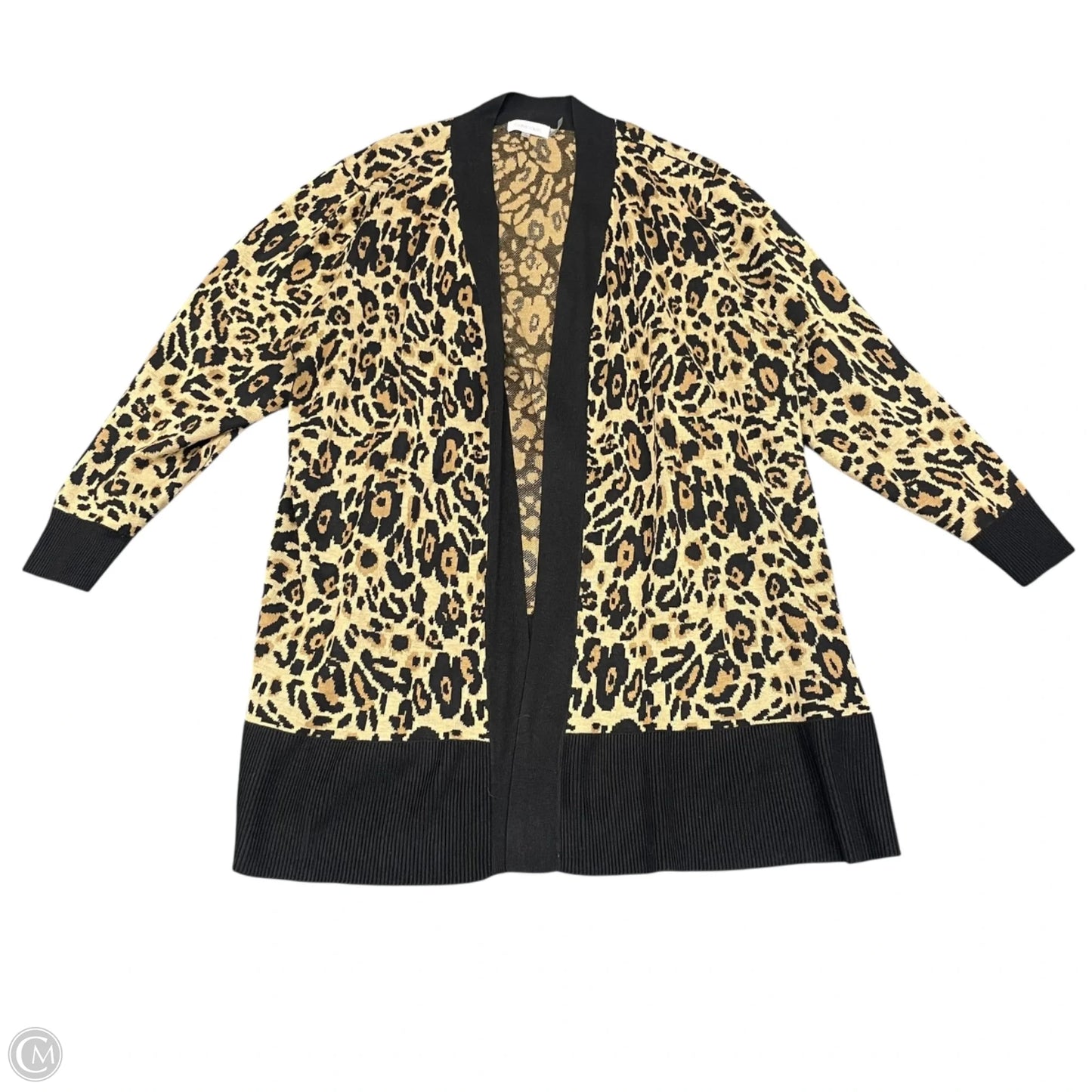 Sweater Cardigan By Calvin Klein In Animal Print, Size: 1x