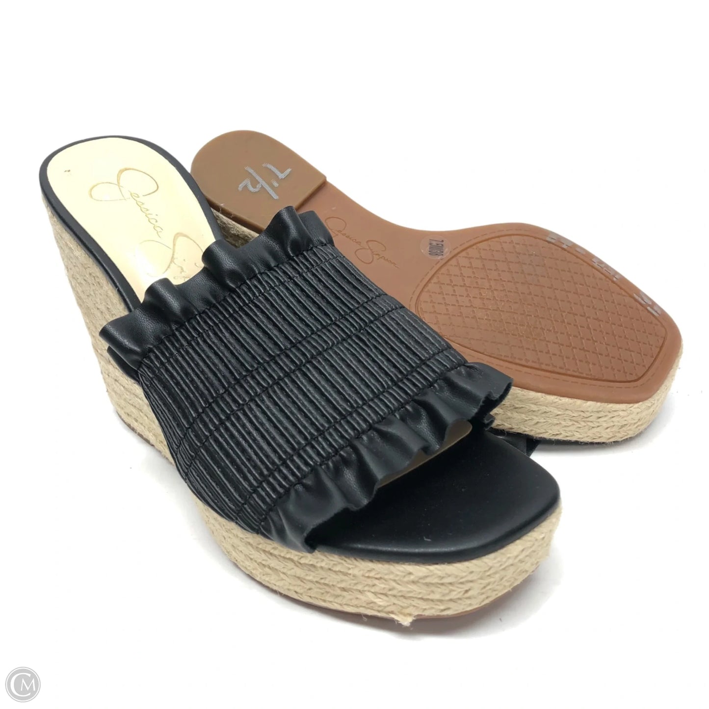 Sandals Heels Wedge By Jessica Simpson In Black, Size: 7.5
