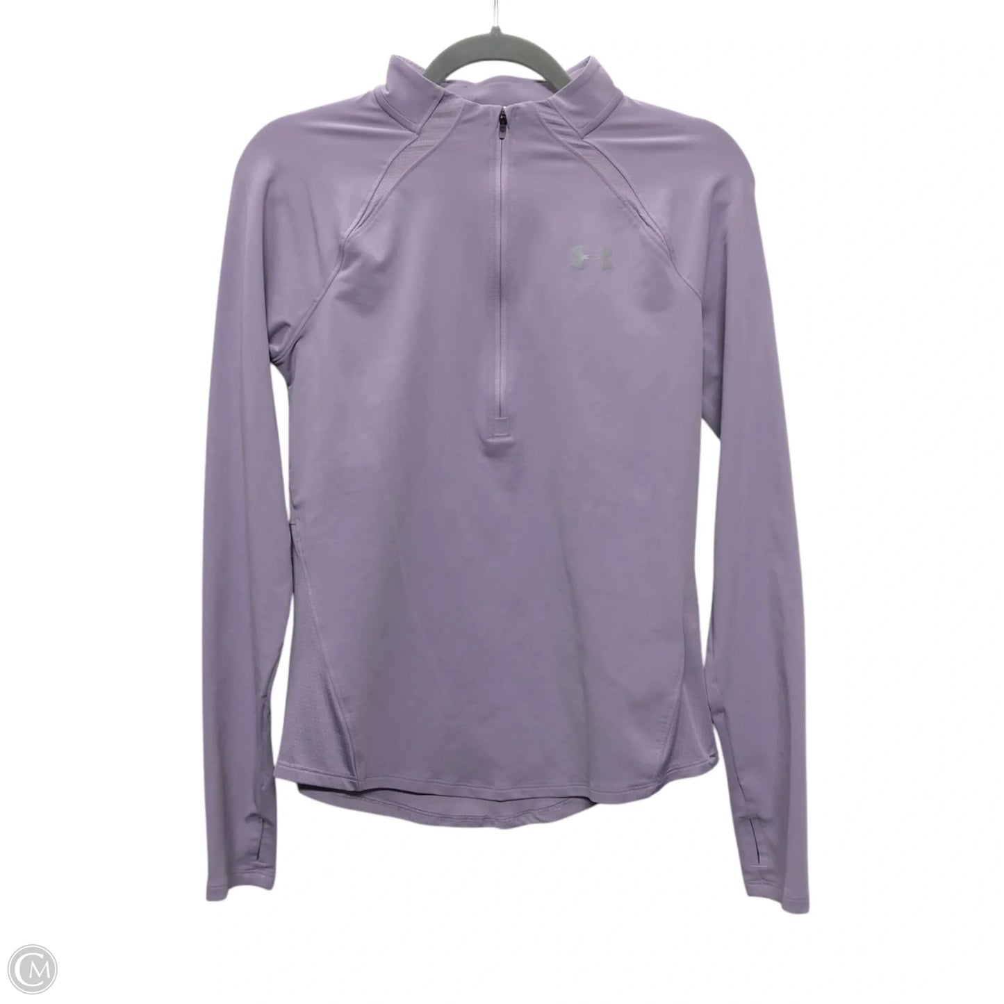 Athletic Top Long Sleeve Collar By Under Armour In Purple, Size: S