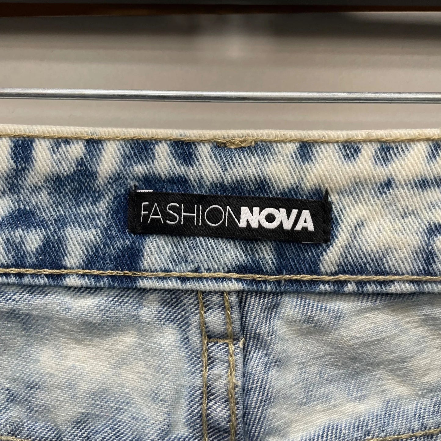 Jeans Straight By Fashion Nova In Blue & Cream, Size: 12
