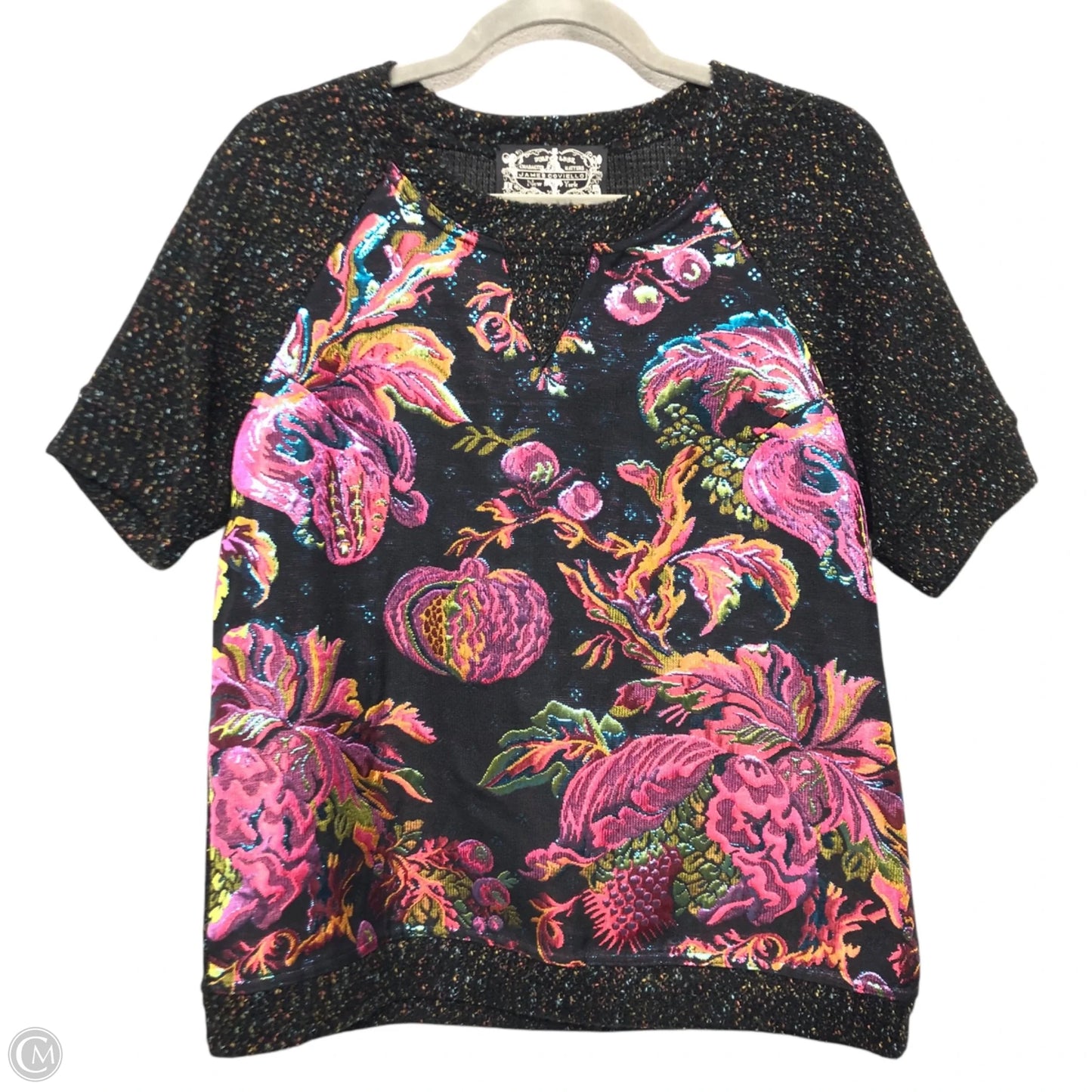 Top Short Sleeve By Anthropologie In Multi-colored, Size: L
