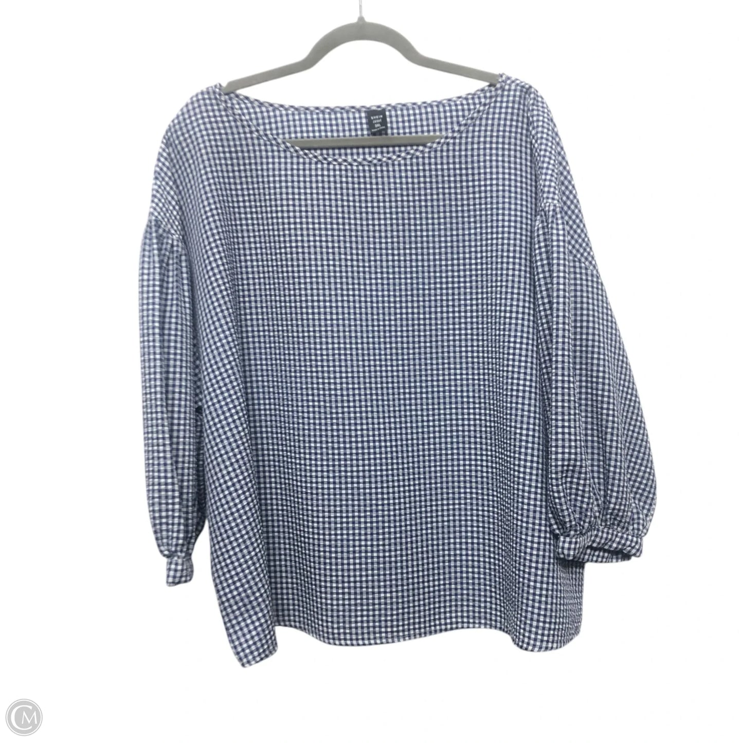 Top 3/4 Sleeve By Shein In Blue & White, Size: 3x