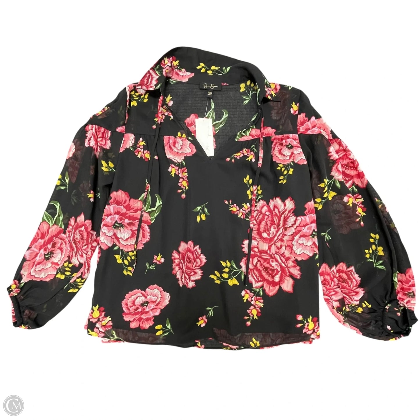 Blouse Long Sleeve By Jessica Simpson In Floral Print, Size: S