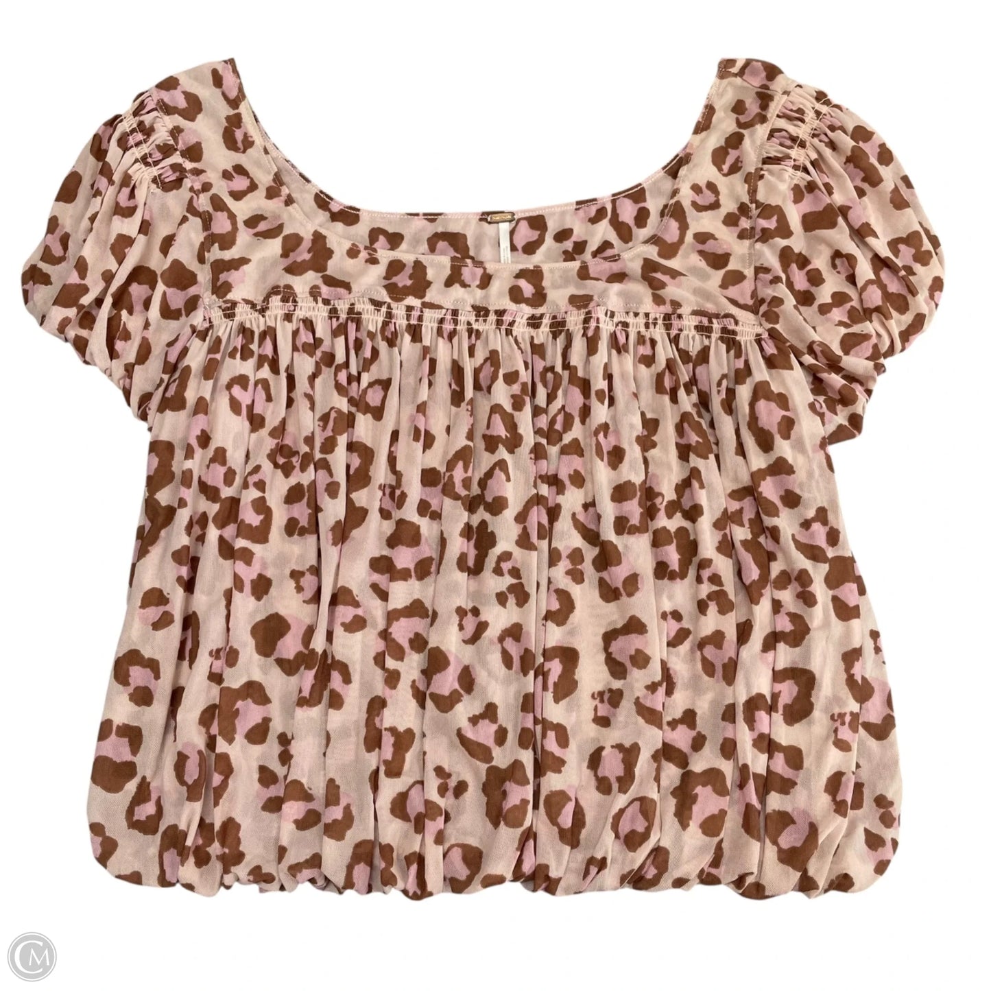 Blouse Short Sleeve By Free People In Animal Print, Size: M