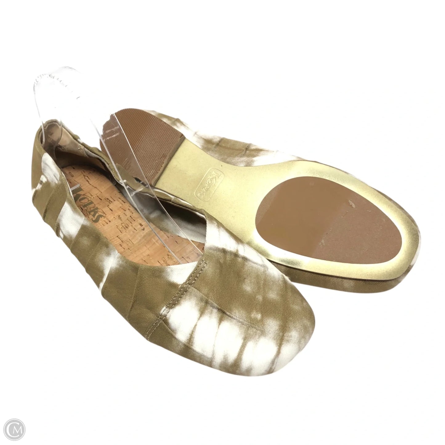 Shoes Flats By Korks In Cream & Green, Size: 10