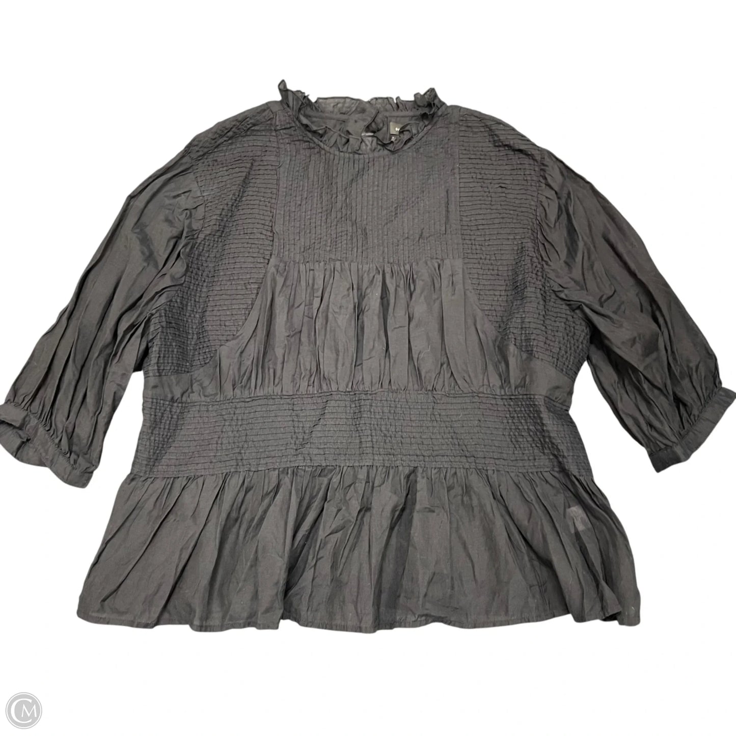 Blouse 3/4 Sleeve By Something Navy In Black, Size: Xxl