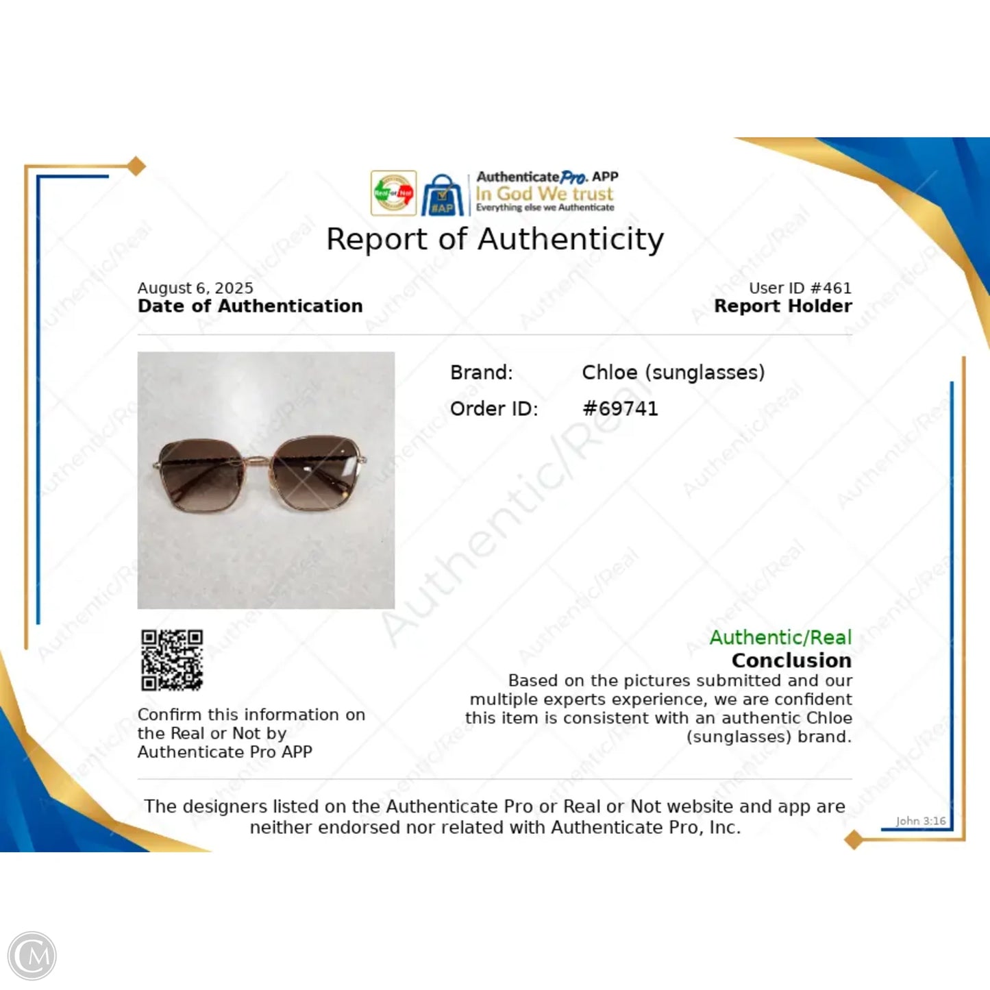 Sunglasses Luxury Designer By Chloe
