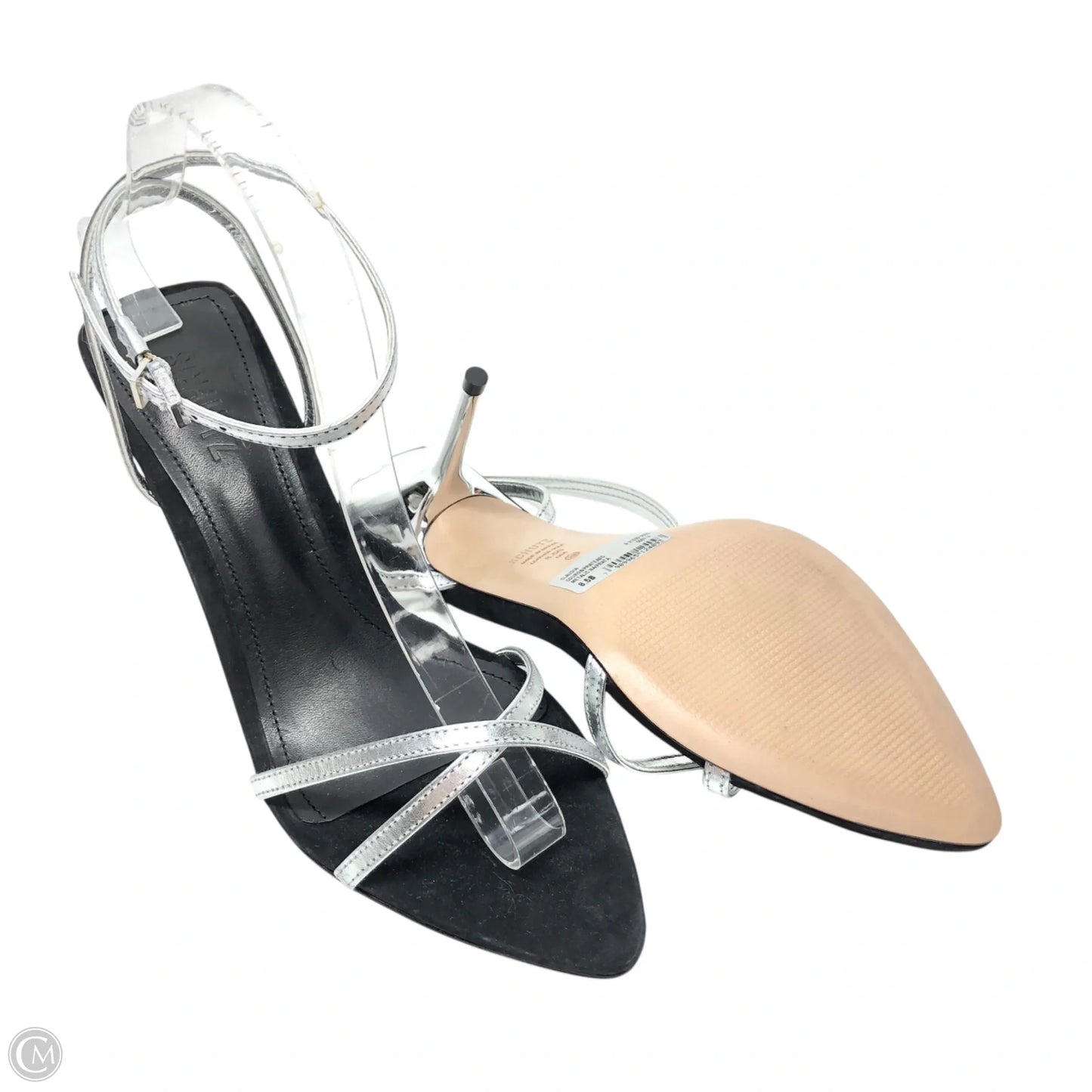 Sandals Heels Stiletto By Cmc In Black & Silver, Size: 8.5