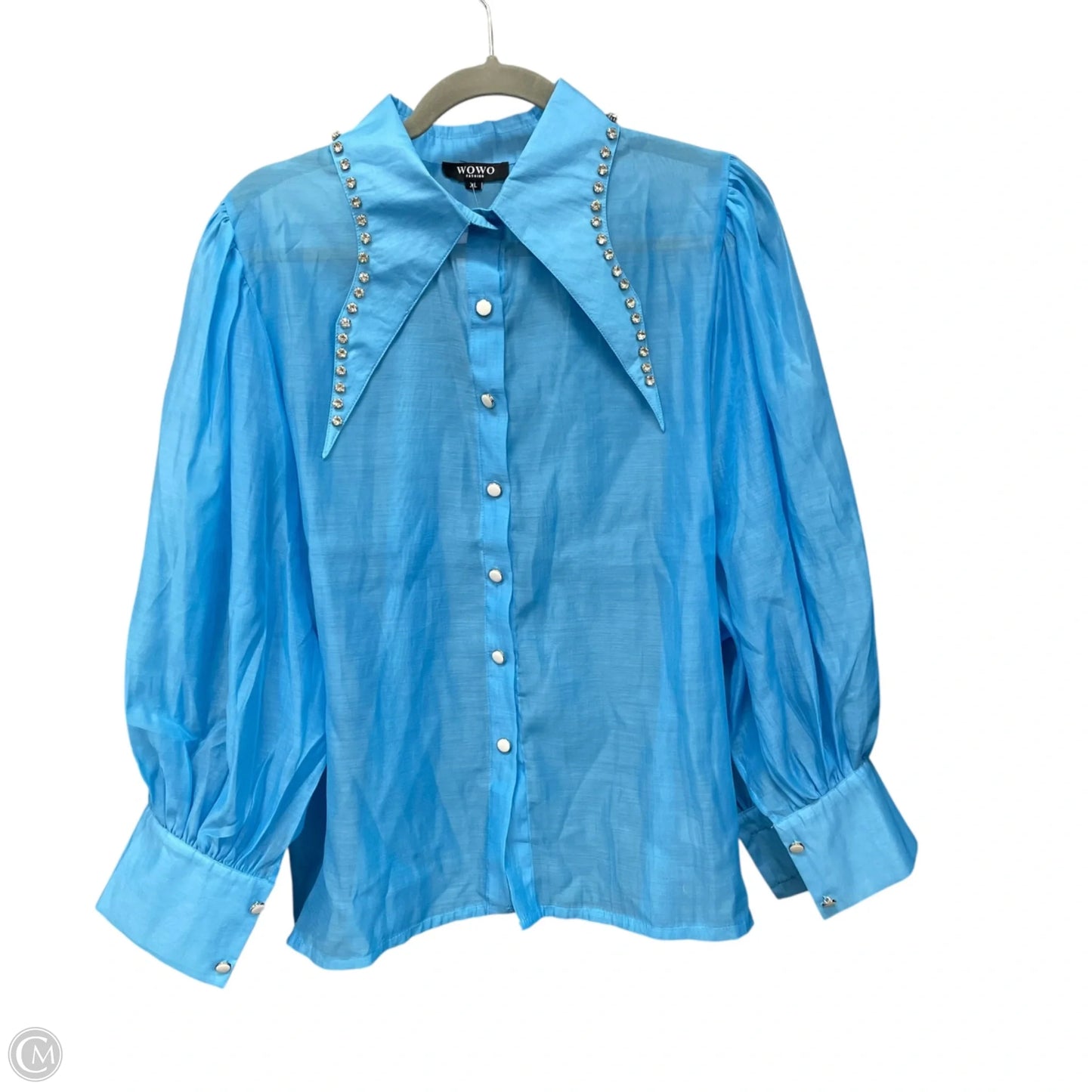 Blouse Long Sleeve By Cme In Blue, Size: Xl