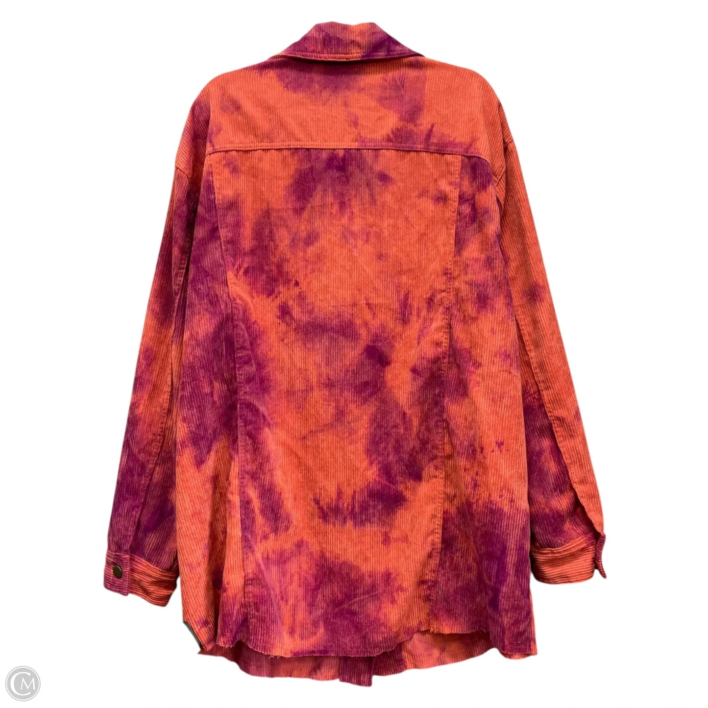 Jacket Shirt By Urban Daizy In Orange & Purple, Size: L