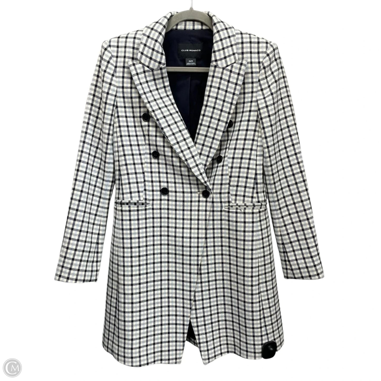 Coat Peacoat By Club Monaco In Plaid Pattern, Size: Xs