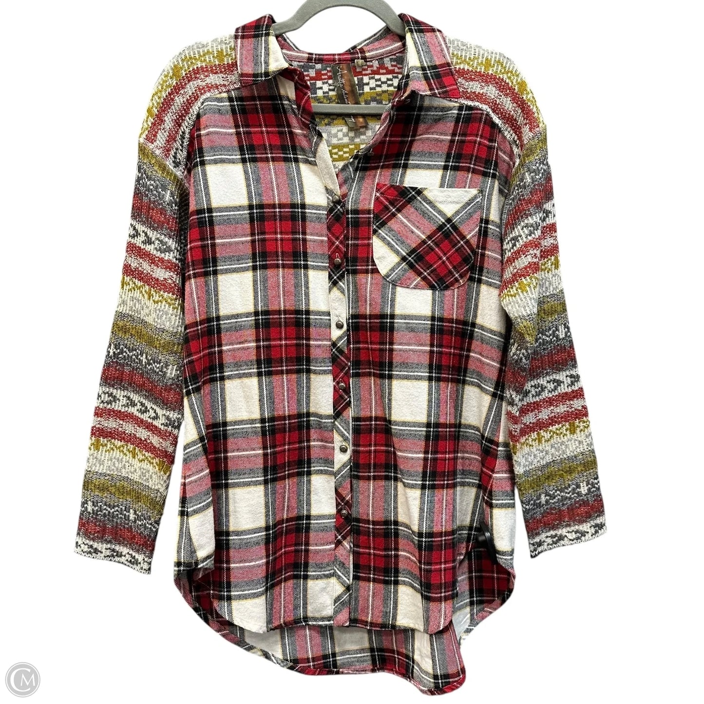 Top Long Sleeve By Aratta Silent Journey In Plaid Pattern, Size: S