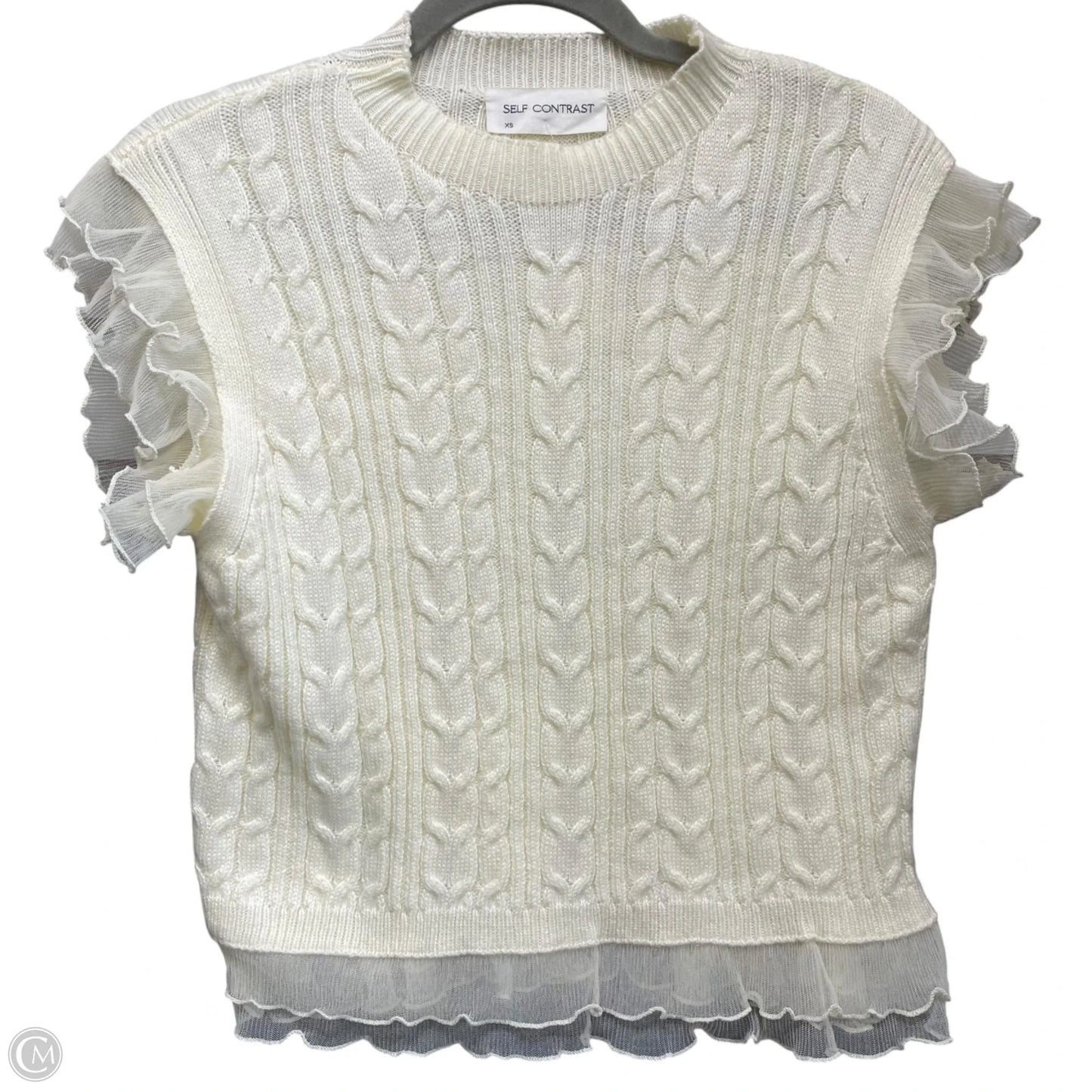 Top Short Sleeve By Self Contrast In Cream, Size: Xs