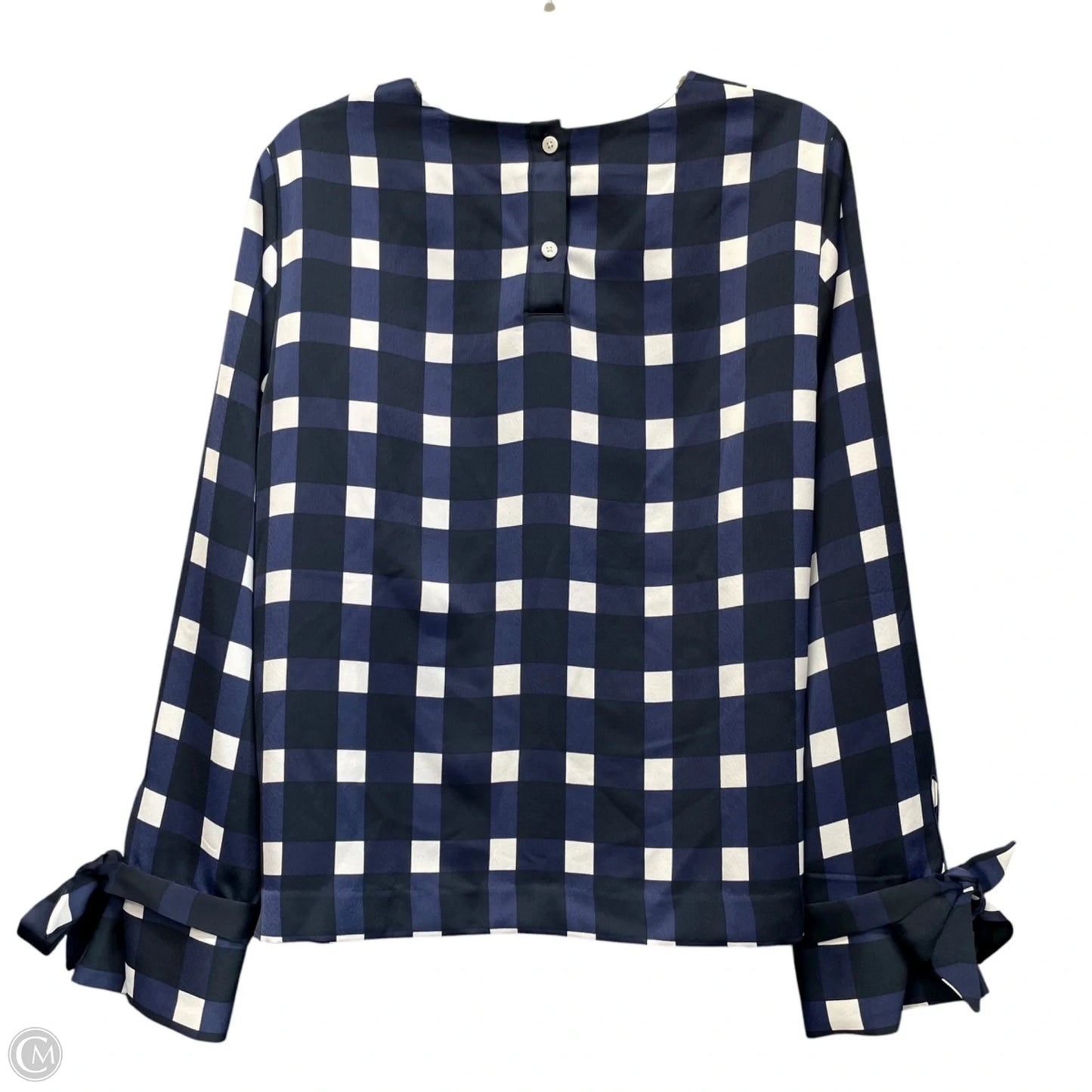 Top Long Sleeve By Banana Republic In Blue & White, Size: M