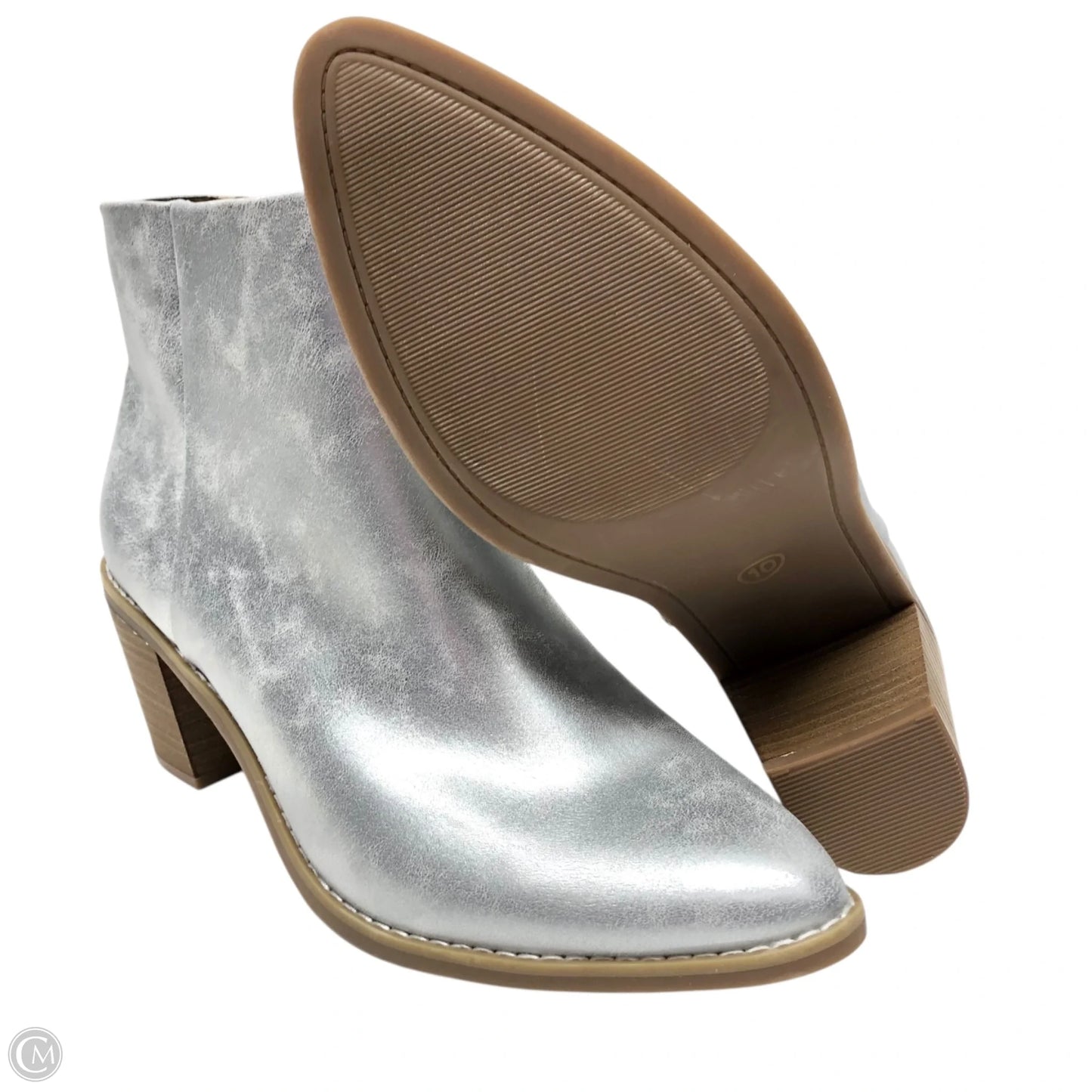 Boots Ankle Heels By Universal Thread In Silver, Size: 10