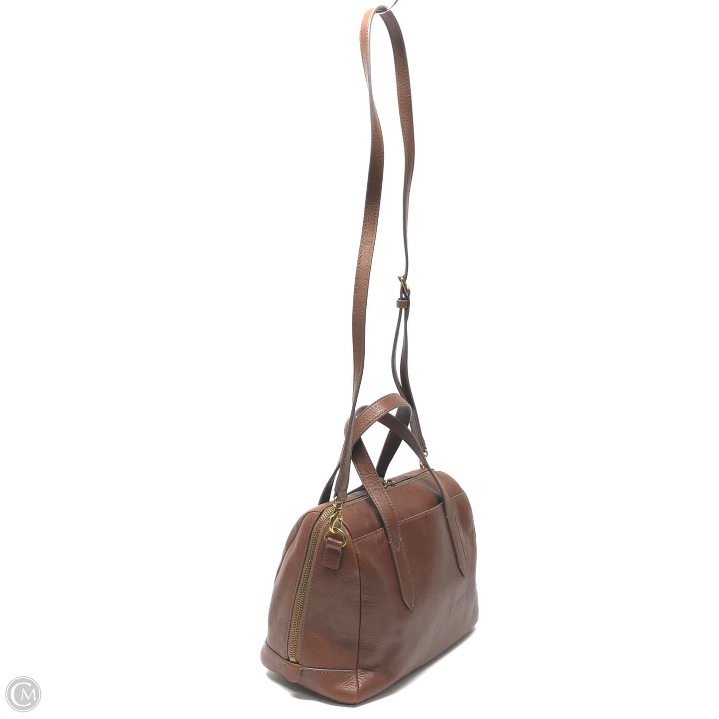 Handbag Leather By Fossil, Size: Medium