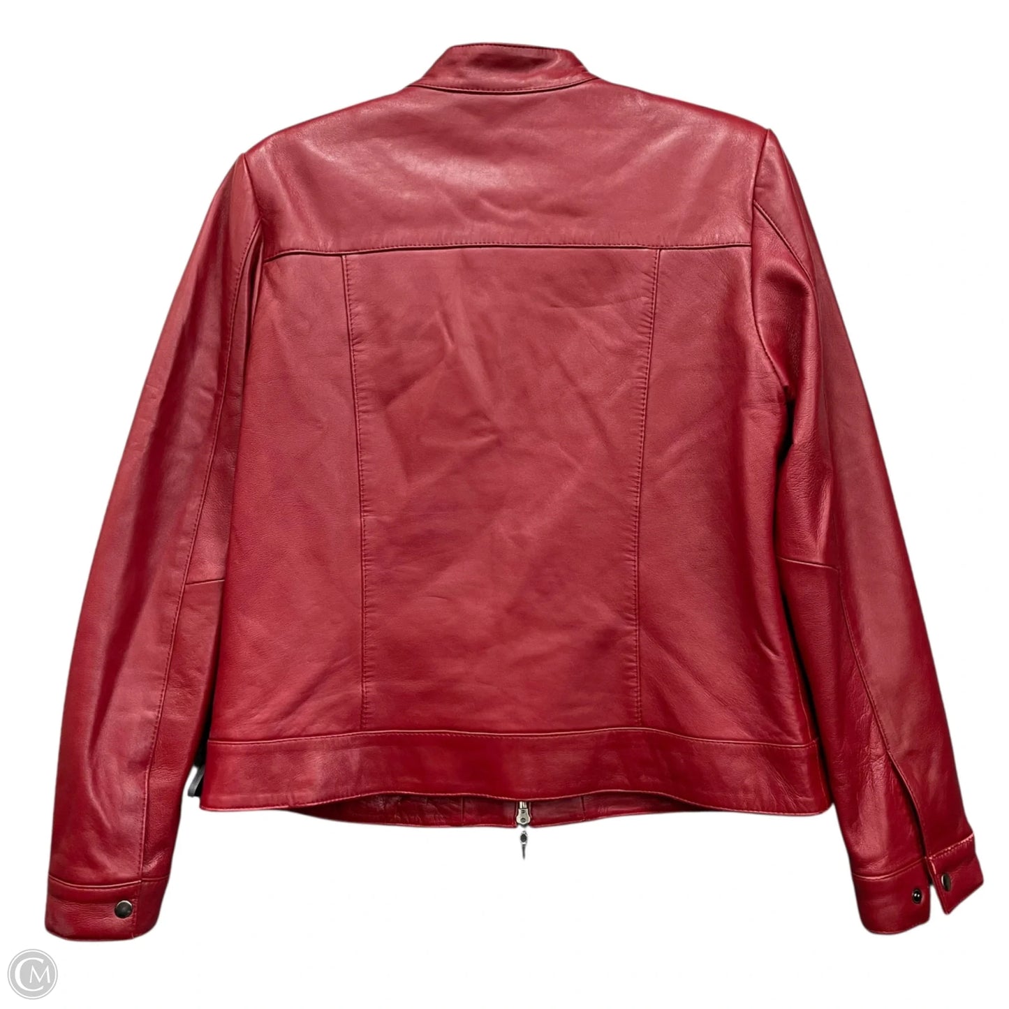 Jacket Moto Leather By Clothes Mentor In Red, Size: 10