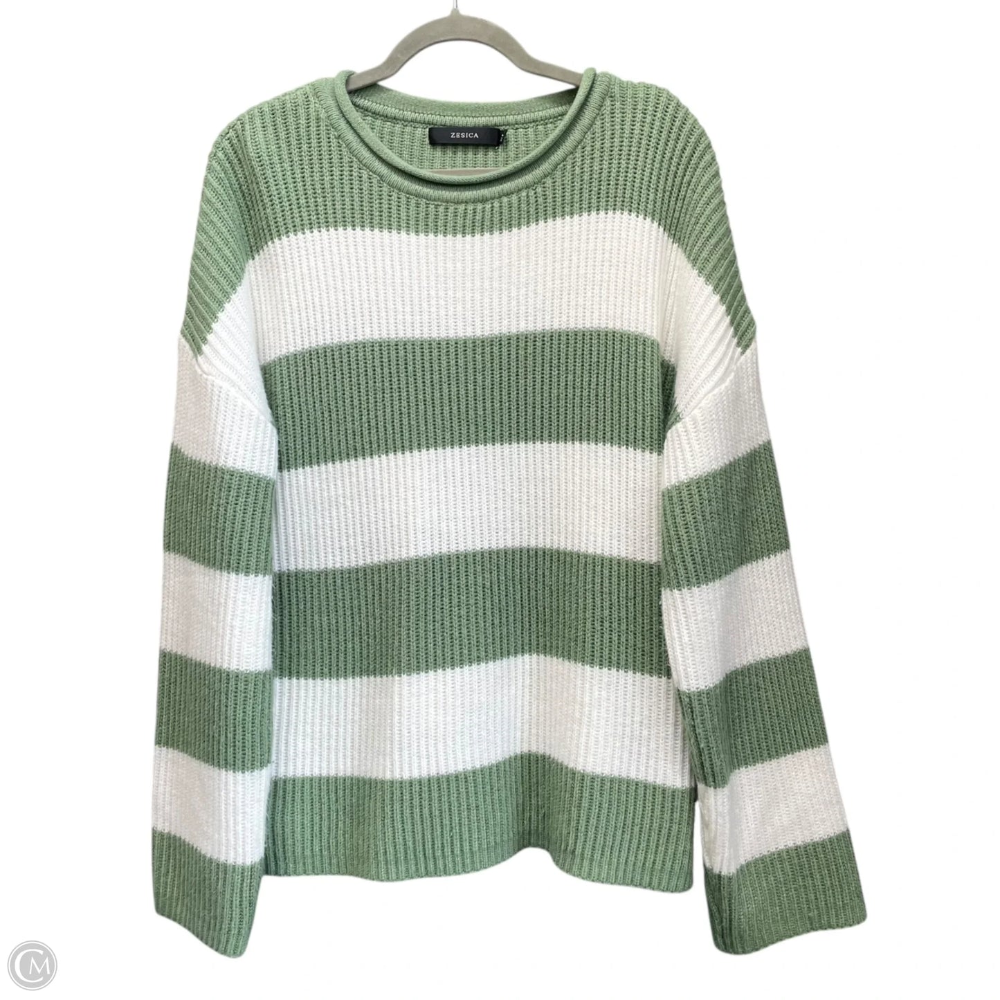 Sweater By Zesica In Green & White, Size: Xl