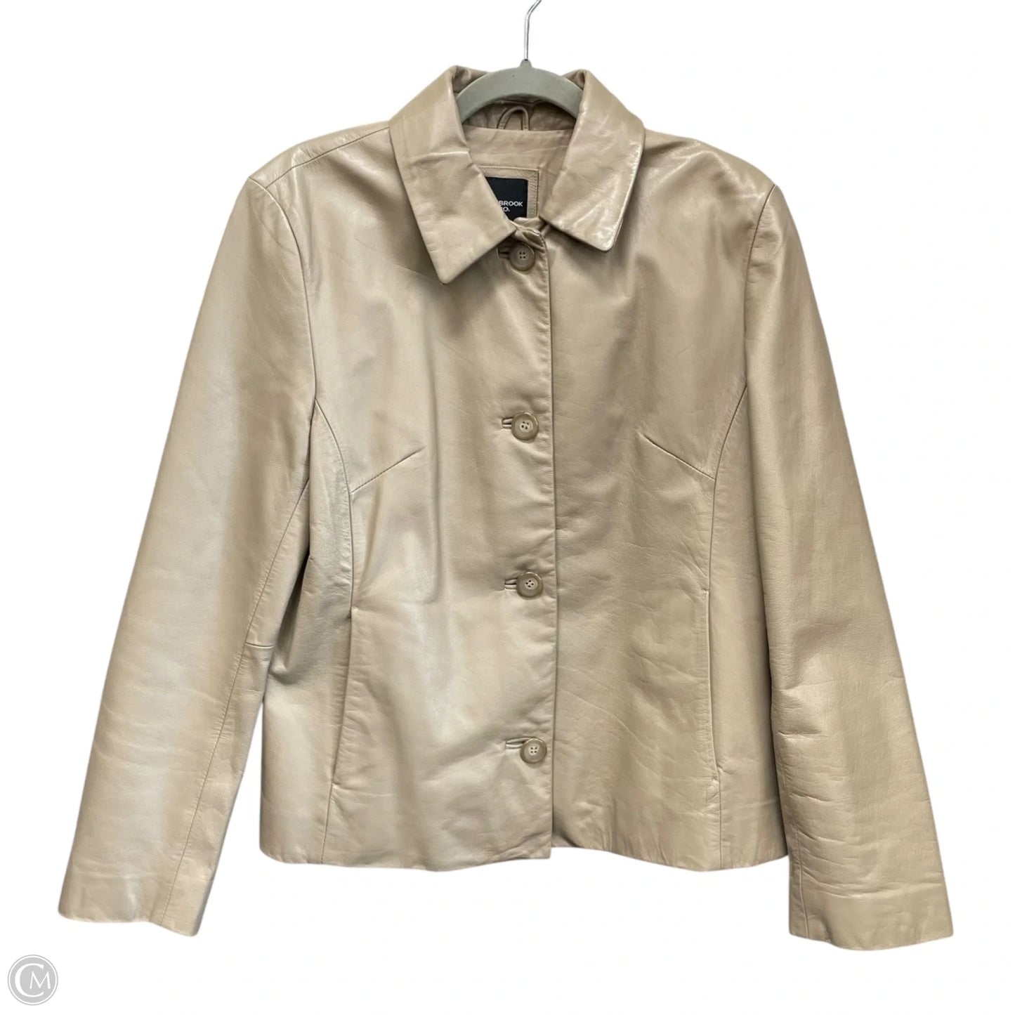 Jacket Leather By Colebrook In Taupe, Size: M