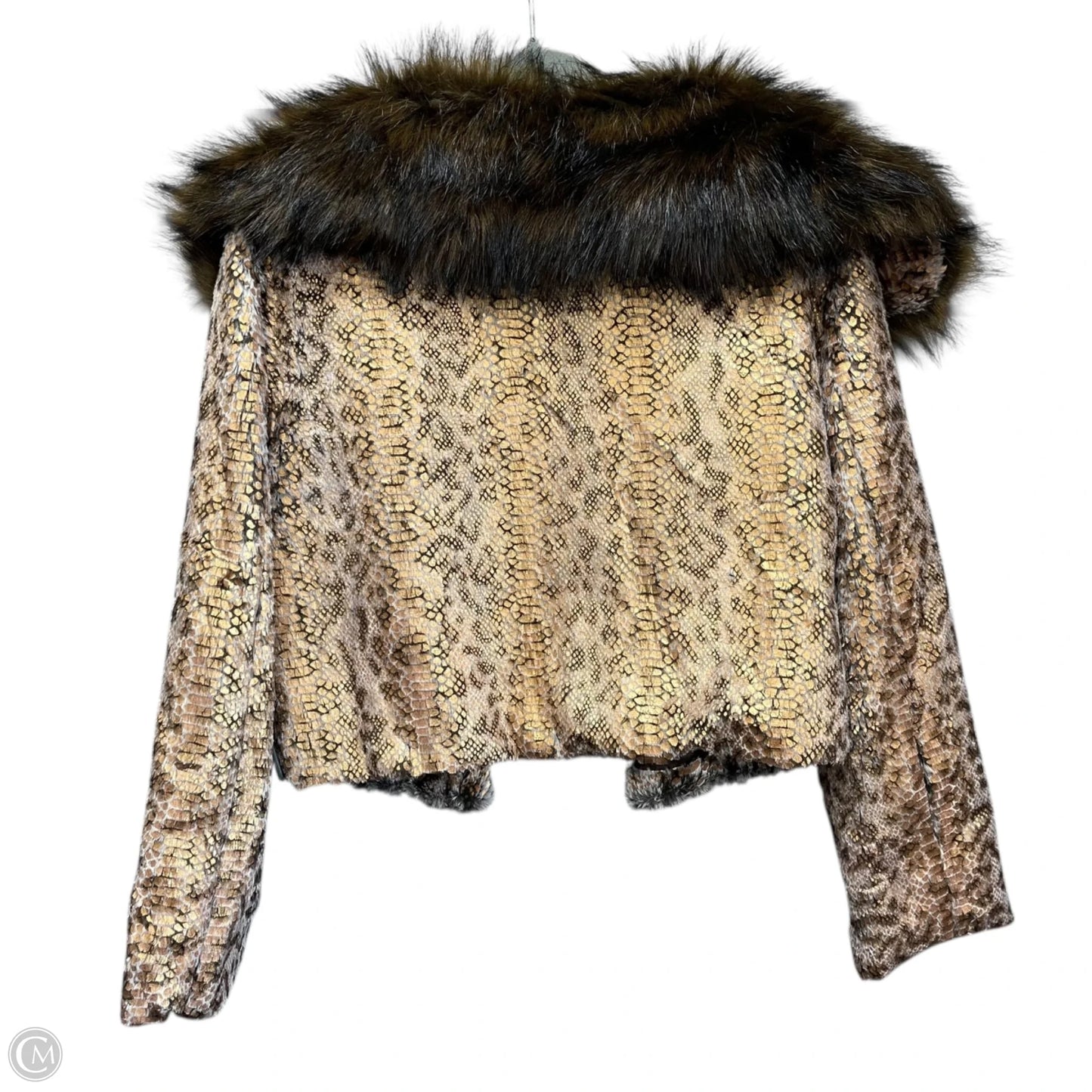 Jacket Faux Fur & Sherpa By Anthropologie In Brown & Gold, Size: M