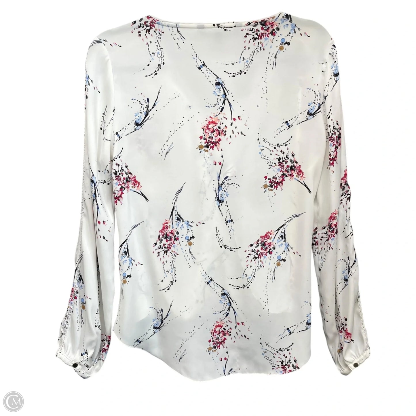 Blouse Long Sleeve By White House Black Market In Blue & White, Size: 4