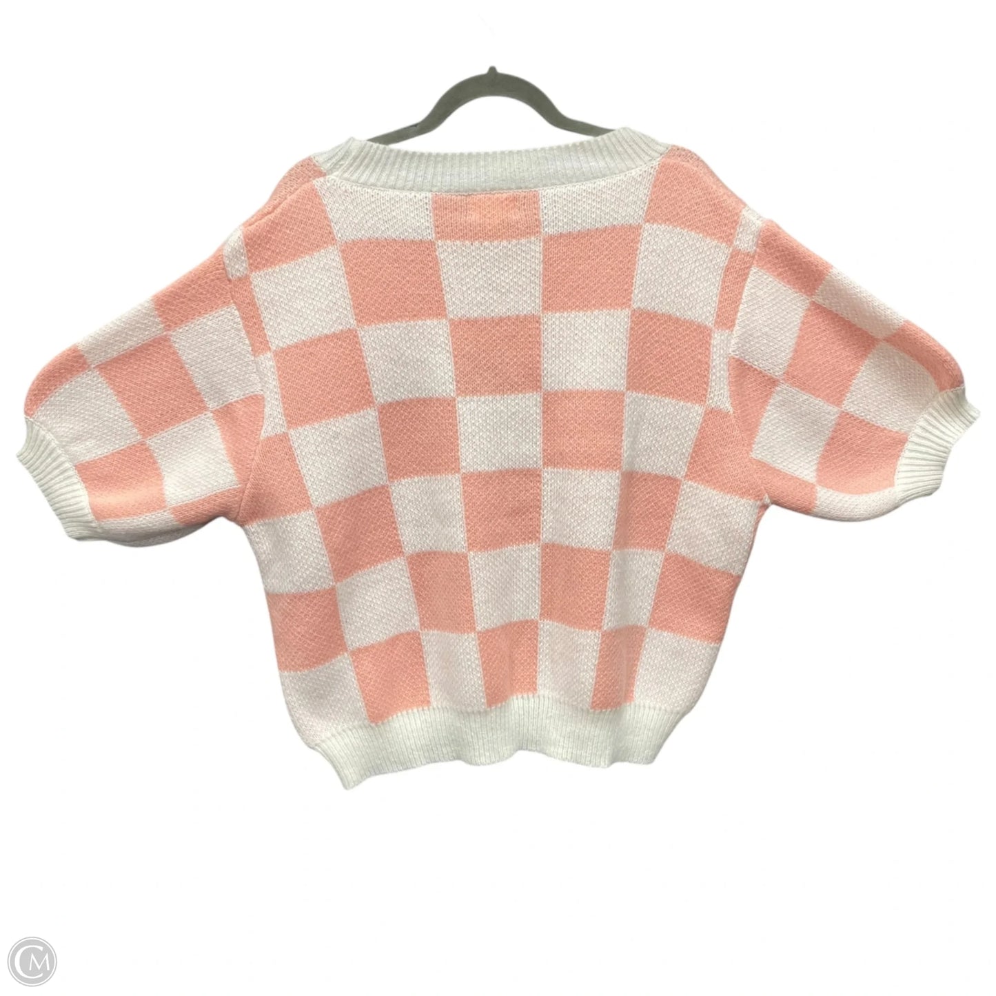 Sweater Short Sleeve By Bibi In Pink & White, Size: L